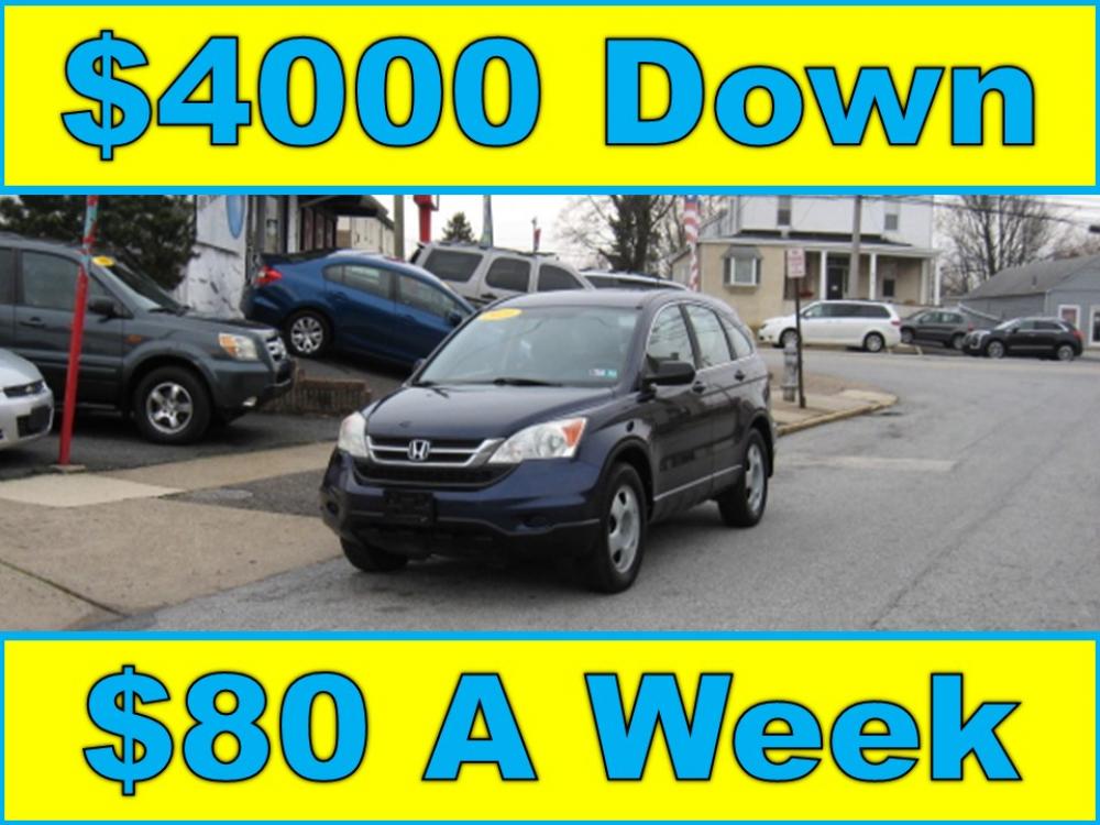 2010 Blue /Gray Honda CR-V LX 4WD (5J6RE4H34AL) with an 2.4L L4 DOHC 16V engine, 5-Speed Automatic transmission, located at 577 Chester Pike, Prospect Park, PA, 19076, (610) 237-1015, 39.886154, -75.302338 - Photo #0