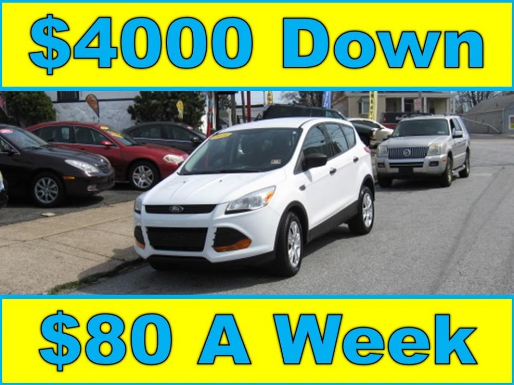 2014 White /Gray Ford Escape S (1FMCU0F79EU) with an 2.5L L4 DOHC 16V engine, 6-Speed Automatic transmission, located at 577 Chester Pike, Prospect Park, PA, 19076, (610) 237-1015, 39.886154, -75.302338 - Photo #0