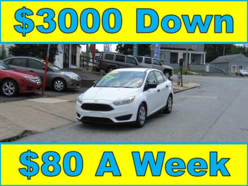 2015 White /Gray Ford Focus S Sedan (1FADP3E28FL) with an 2.0L L4 DOHC 16V engine, Automatic transmission, located at 577 Chester Pike, Prospect Park, PA, 19076, (610) 237-1015, 39.886154, -75.302338 - Photo #0