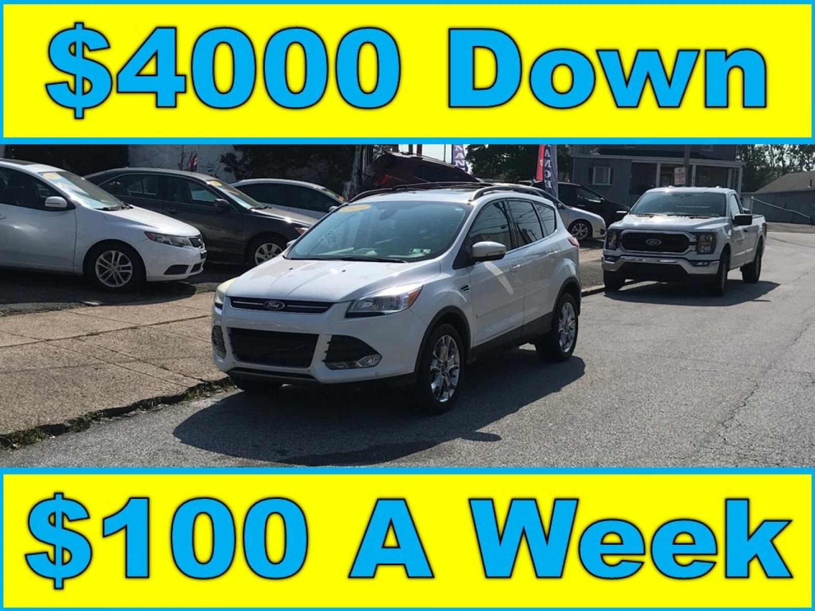 2013 White /Tan Ford Escape SEL 4WD (1FMCU9H92DU) with an 2.0L L4 DOHC 16V engine, 6-Speed Automatic transmission, located at 577 Chester Pike, Prospect Park, PA, 19076, (610) 237-1015, 39.886154, -75.302338 - 13 Ford Escape SEL: 4x4, sunroof, nice radio w/ bluetooth, dual exhaust, trailer hitch, looks and runs LIKE NEW! This vehicle comes inspected and has been given a bumper to bumper safety check. It is very clean, reliable, and well maintained. We offer a unique pay plan that is known for being the - Photo #0