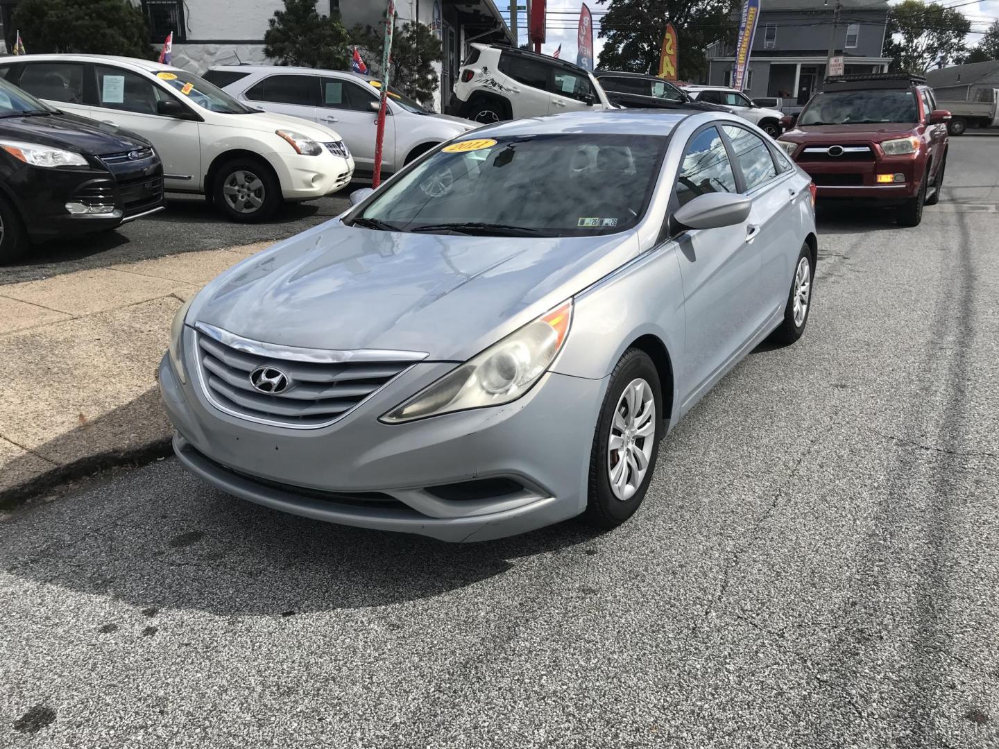 2011 Blue /Tan Hyundai Sonata GLS (5NPEB4AC7BH) with an 2.4L L4 DOHC 16V engine, 5-Speed Manual transmission, located at 577 Chester Pike, Prospect Park, PA, 19076, (610) 237-1015, 39.886154, -75.302338 - Photo#0