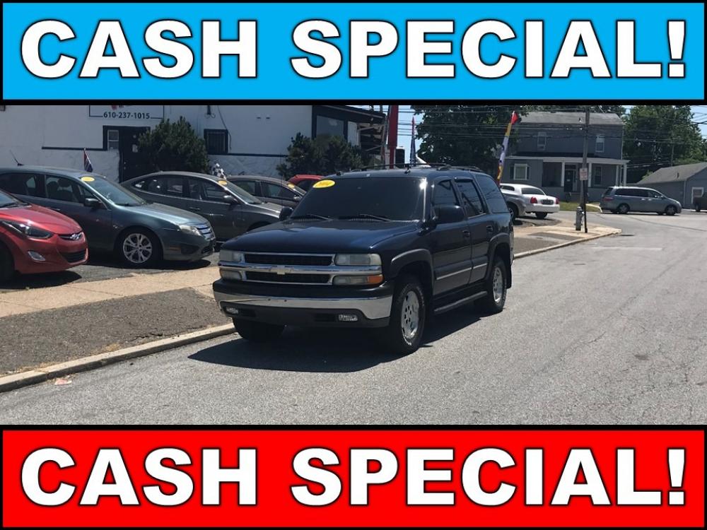 2004 Blue /Gray Chevrolet Tahoe 4WD (1GNEK13Z34J) with an 5.3L V8 OHV 16V FFV engine, 4-Speed Automatic Overdrive transmission, located at 577 Chester Pike, Prospect Park, PA, 19076, (610) 237-1015, 39.886154, -75.302338 - Photo #0