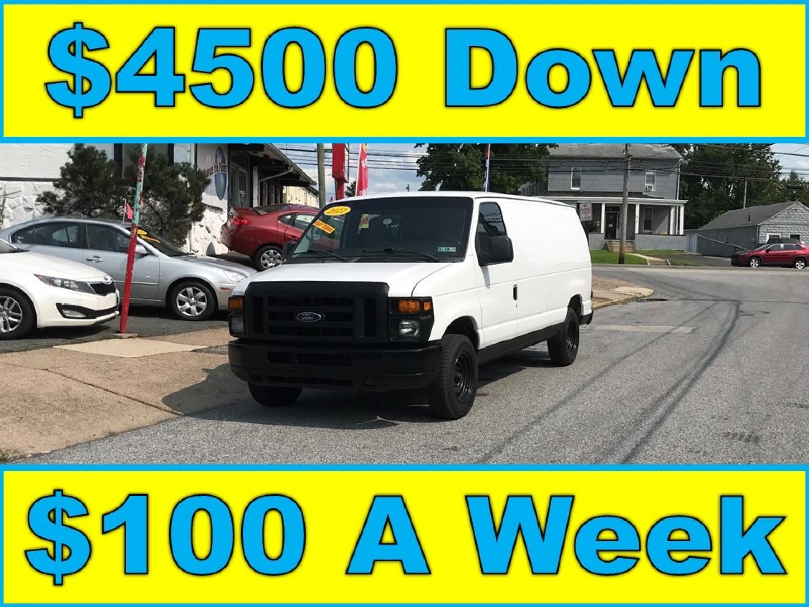 2011 White /Gray Ford E-Series Van E-150 (1FTNE1EW4BD) with an 4.6L V8 SOHC 16V engine, 4-Speed Automatic transmission, located at 577 Chester Pike, Prospect Park, PA, 19076, (610) 237-1015, 39.886154, -75.302338 - Photo #0