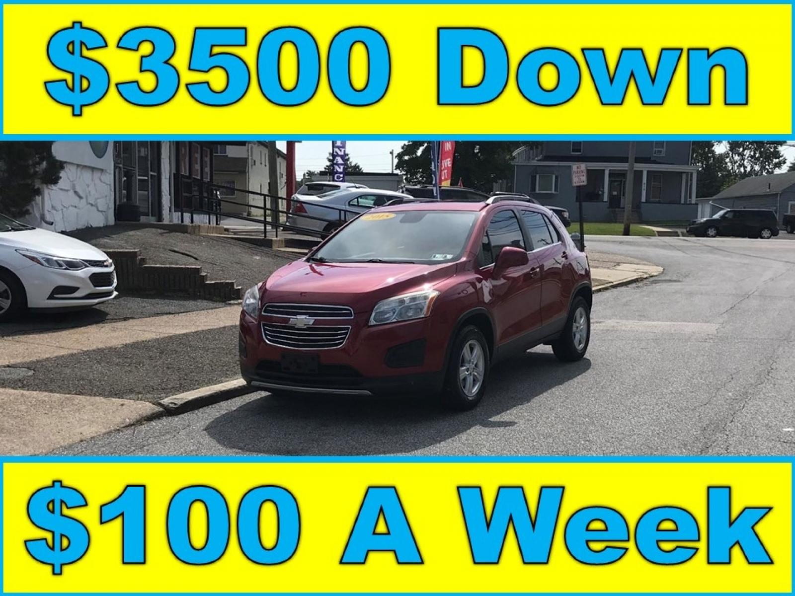 2015 Red /Gray Chevrolet Trax LT AWD (KL7CJRSB0FB) with an 1.4L L4 DOHC 16V FFV engine, Automatic transmission, located at 577 Chester Pike, Prospect Park, PA, 19076, (610) 237-1015, 39.886154, -75.302338 - 15 Chevy Trax LT: Only 110k miles, AWD, sunroof, backup camera, SUPER CLEAN! This vehicle comes inspected and has been given a bumper to bumper safety check. It is very clean, reliable, and well maintained. We offer a unique pay plan that is known for being the easiest and fastest financing optio - Photo #1