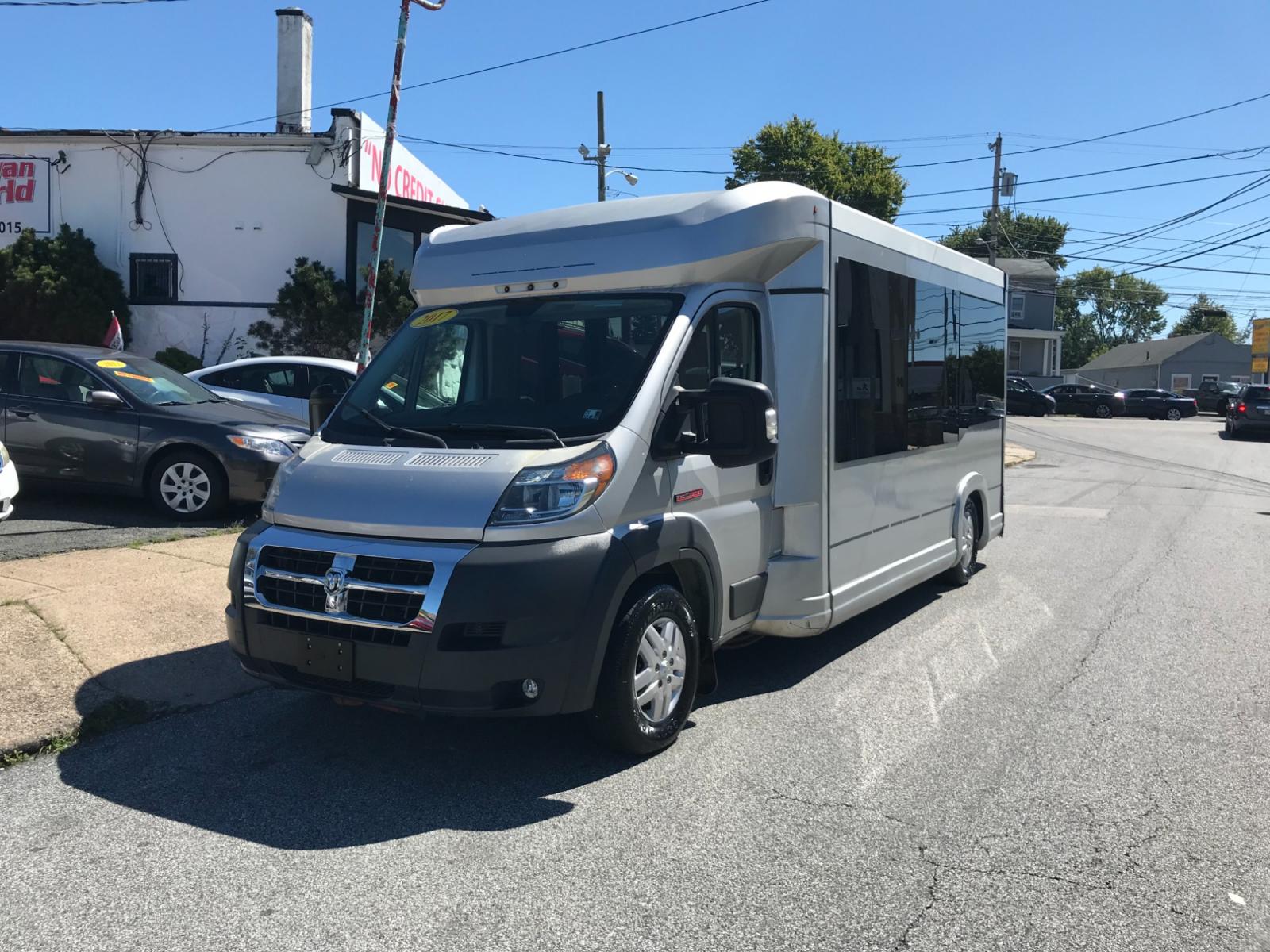 2017 White /Silver RAM Promaster 3500 Standard Roof Tradesman 159-in. WB (3C7WRVLG4GE) with an 3.6L V6 engine, 6A transmission, located at 577 Chester Pike, Prospect Park, PA, 19076, (610) 237-1015, 39.886154, -75.302338 - 17 RAM Promaster 3500 Handicap Passenger BUS: Only 98k miles, has 15 total seats including driving, wheel chair ramp that folds in, air suspension that rises or lowers the van with the press of a button, runs LIKE NEW! This van was custom built for a retirement home. *Vehicle sold as-is* - Photo #0