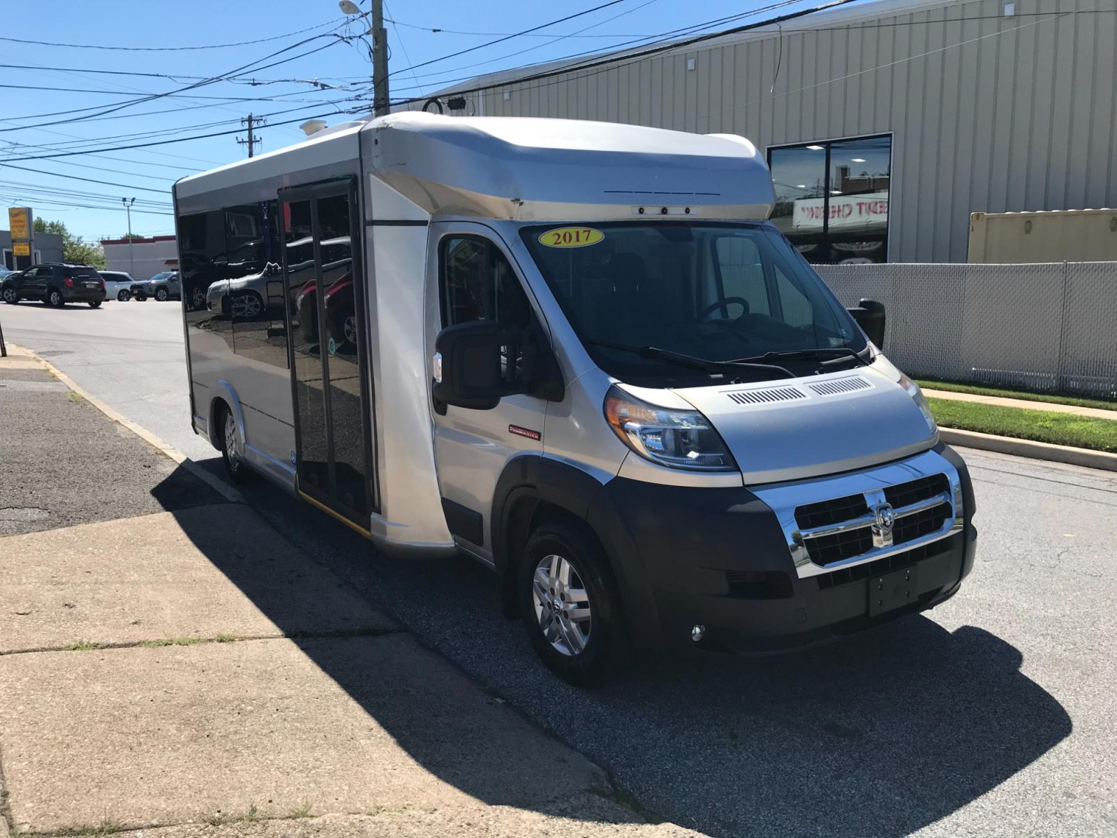 2017 White /Silver RAM Promaster 3500 Standard Roof Tradesman 159-in. WB (3C7WRVLG4GE) with an 3.6L V6 engine, 6A transmission, located at 577 Chester Pike, Prospect Park, PA, 19076, (610) 237-1015, 39.886154, -75.302338 - 17 RAM Promaster 3500 Handicap Passenger BUS: Only 98k miles, has 15 total seats including driving, wheel chair ramp that folds in, air suspension that rises or lowers the van with the press of a button, runs LIKE NEW! This van was custom built for a retirement home. *Vehicle sold as-is* - Photo #1
