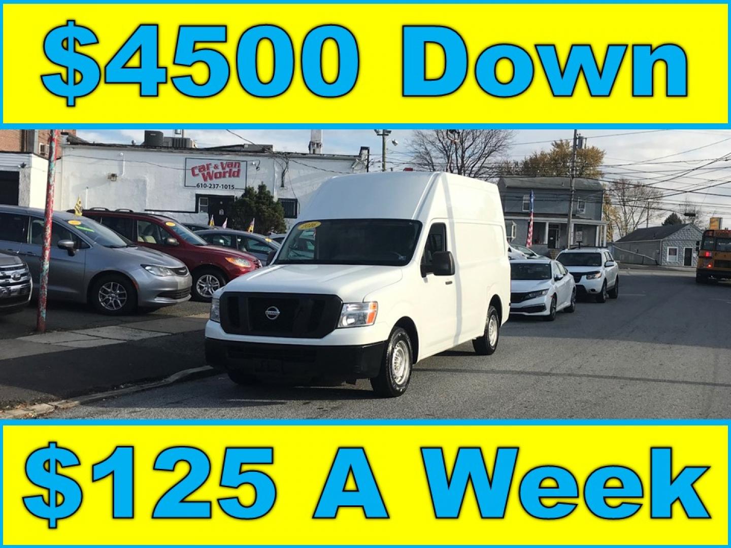 2016 White /Gray Nissan NV Cargo 2500 HD S V6 High Roof (1N6BF0LY3GN) with an 4.0L V6 engine, 5A transmission, located at 577 Chester Pike, Prospect Park, PA, 19076, (610) 237-1015, 39.886154, -75.302338 - Photo#0