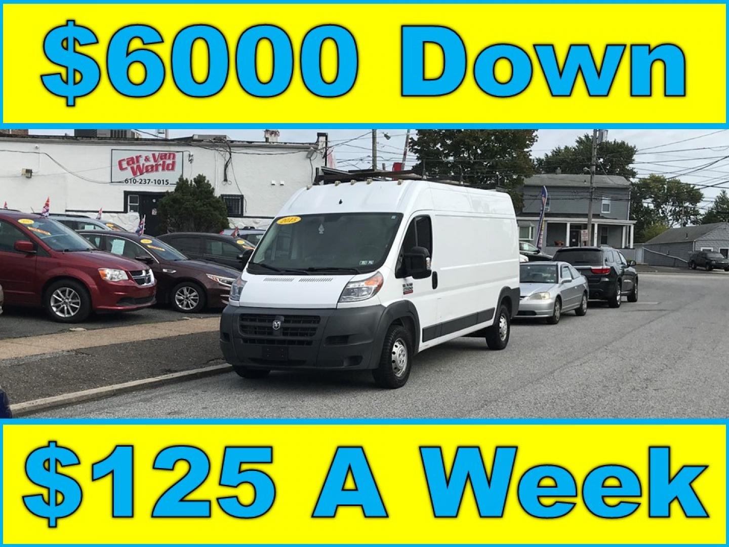 2015 White /Gray RAM Promaster 2500 (3C6TRVDG5FE) with an 3.6 V6 engine, Automatic transmission, located at 577 Chester Pike, Prospect Park, PA, 19076, (610) 237-1015, 39.886154, -75.302338 - Photo#0