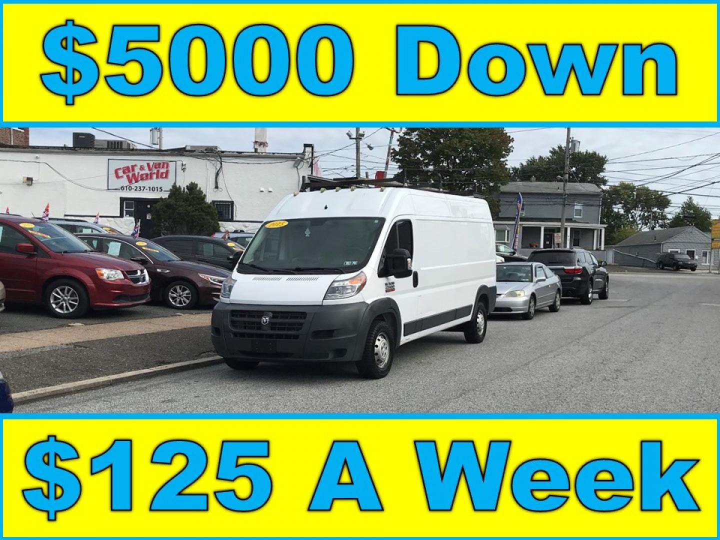 2015 White /Gray RAM Promaster 2500 (3C6TRVDG5FE) with an 3.6 V6 engine, Automatic transmission, located at 577 Chester Pike, Prospect Park, PA, 19076, (610) 237-1015, 39.886154, -75.302338 - Photo#0