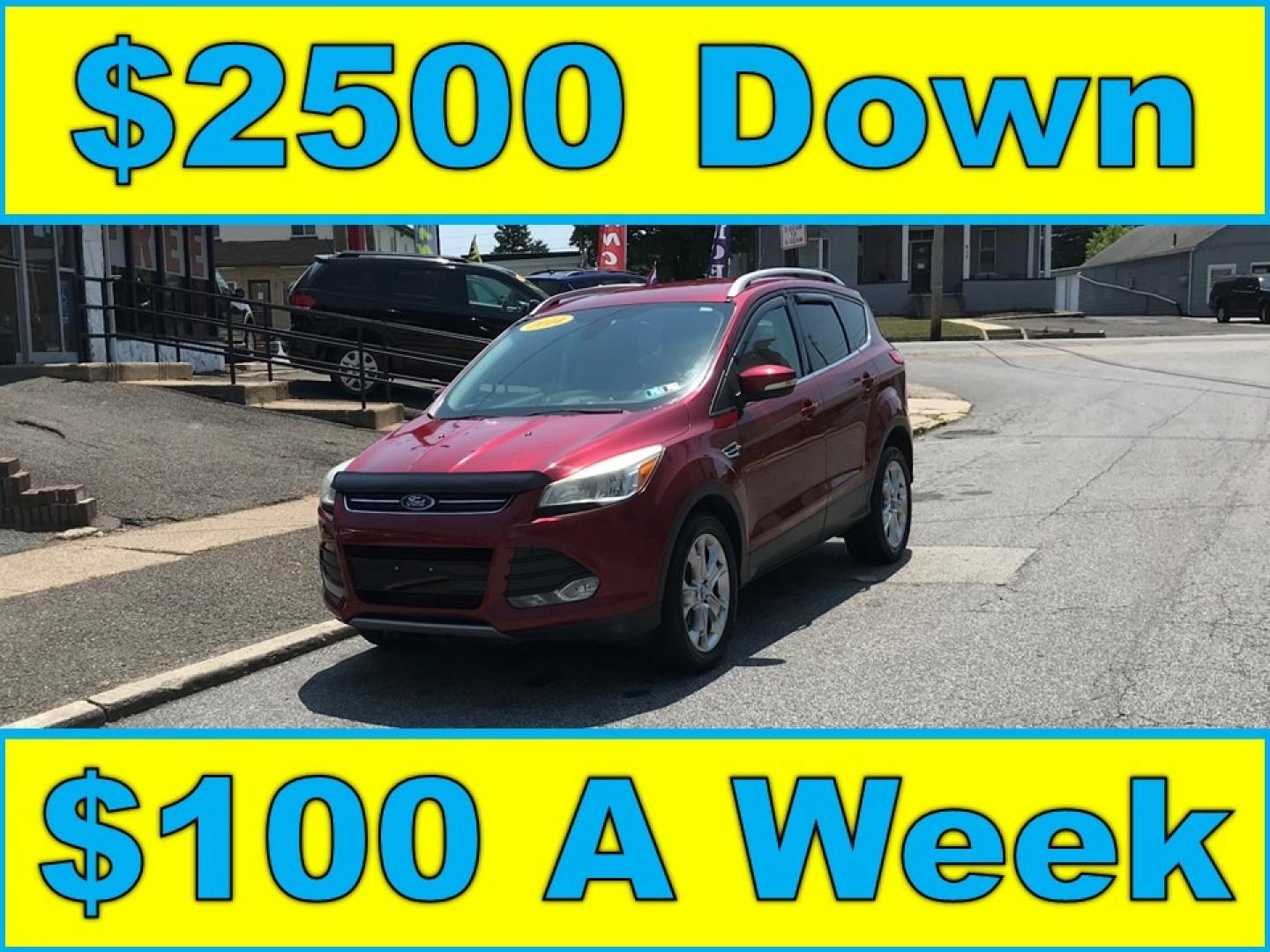 2014 Red /Gray Ford Escape Titanium (1FMCU9J99EU) with an 2.0 V4 engine, Automatic transmission, located at 577 Chester Pike, Prospect Park, PA, 19076, (610) 237-1015, 39.886154, -75.302338 - Photo#0
