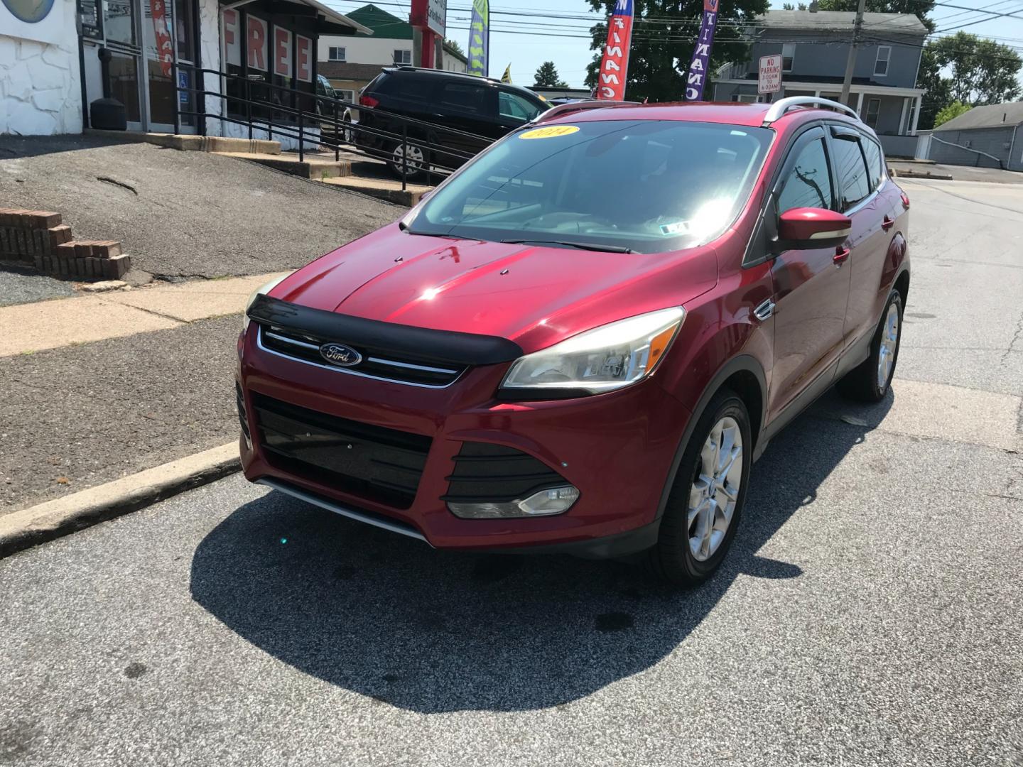 2014 Red /Gray Ford Escape Titanium (1FMCU9J99EU) with an 2.0 V4 engine, Automatic transmission, located at 577 Chester Pike, Prospect Park, PA, 19076, (610) 237-1015, 39.886154, -75.302338 - Photo#2