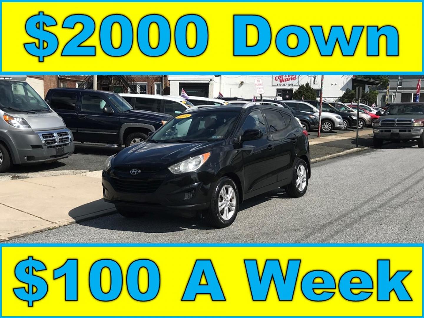 2011 Black /Black Hyundai Tucson GLS (KM8JU3AC9BU) with an 2.4L L4 DOHC 16V engine, 6-Speed Automatic transmission, located at 577 Chester Pike, Prospect Park, PA, 19076, (610) 237-1015, 39.886154, -75.302338 - Photo#0