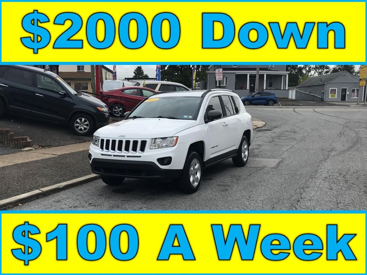 2013 White /Gray Jeep Compass Sport (1C4NJCBA4DD) with an 2.0L L4 DOHC 16V engine, Automatic transmission, located at 577 Chester Pike, Prospect Park, PA, 19076, (610) 237-1015, 39.886154, -75.302338 - 2013 Jeep Compass: Only 93k miles, great on gas, new PA inspection, SUPER CLEAN, runs LIKE NEW! This vehicle comes inspected and has been given a bumper to bumper safety check. It is very clean, reliable, and well maintained. We offer a unique pay plan that is known for being the easiest and fast - Photo#0