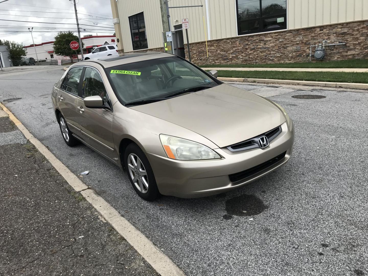 2004 Gold /Tan Honda Accord EX V-6 Sedan (1HGCM66594A) with an 3.0L V6 SOHC 24V engine, 5-Speed Automatic Overdrive transmission, located at 577 Chester Pike, Prospect Park, PA, 19076, (610) 237-1015, 39.886154, -75.302338 - Photo#3