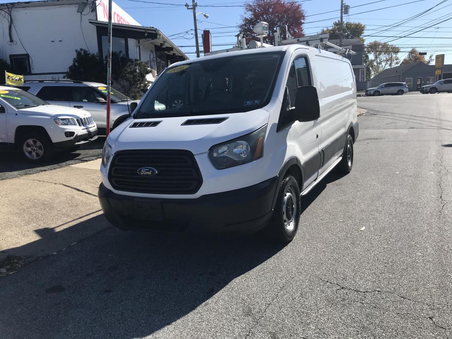 2016 White /Gray Ford Transit 150 Van Low Roof w/Sliding Pass. 130-in. WB (1FTYE1YM0GK) with an 3.7L V6 DOHC 24V engine, 6A transmission, located at 577 Chester Pike, Prospect Park, PA, 19076, (610) 237-1015, 39.886154, -75.302338 - Photo#1