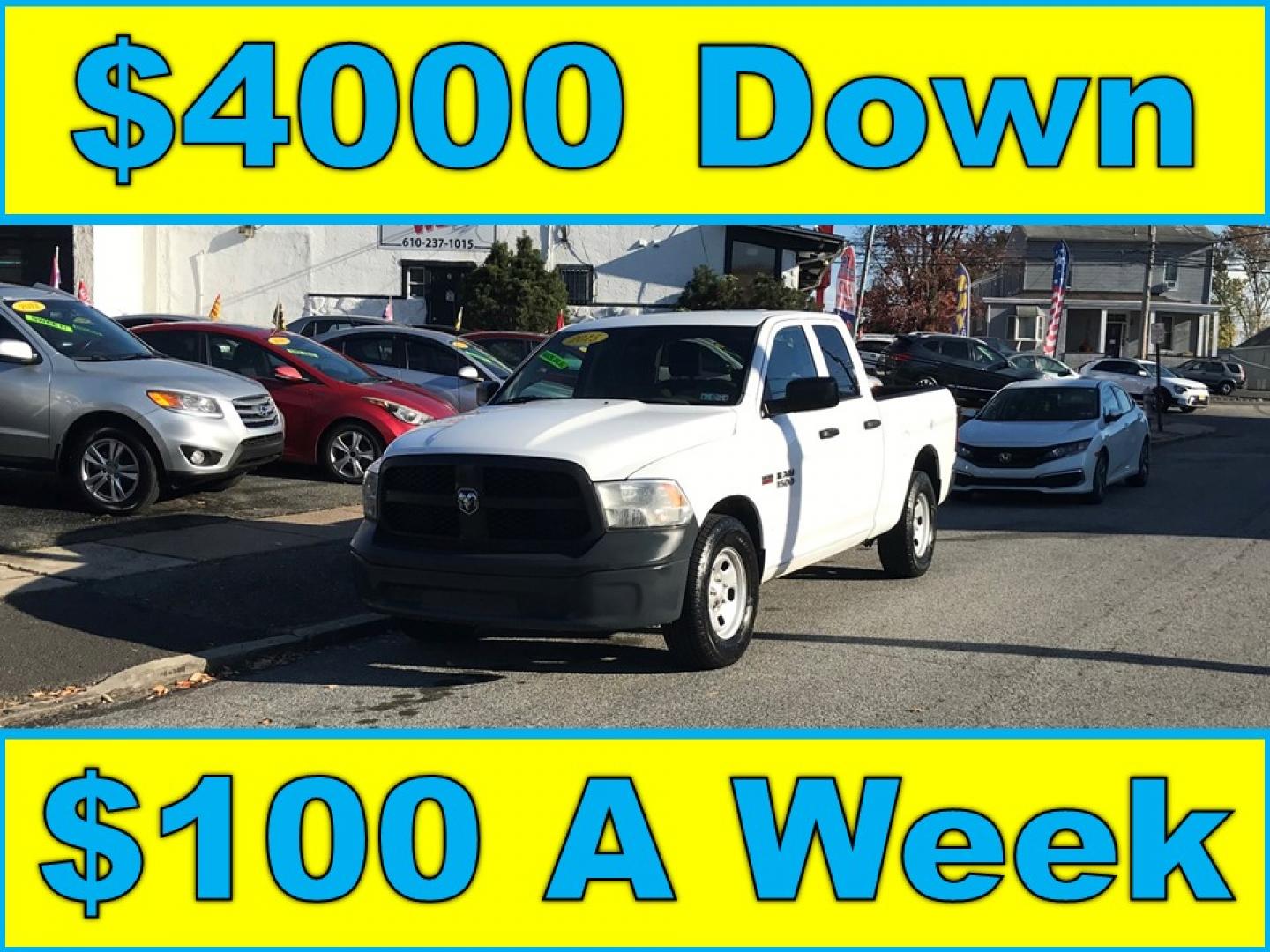 2015 White /Gray RAM 1500 Tradesman Quad Cab (1C6RR6FT4FS) with an 5.7L V8 OHV 16V engine, 6-Speed Automatic transmission, located at 577 Chester Pike, Prospect Park, PA, 19076, (610) 237-1015, 39.886154, -75.302338 - 2015 Ram 1500: Crew Cab (4 Door), 5.7 Liter HEMI Engine, trailer hitch, new PA inspection, runs LIKE NEW! This vehicle comes inspected and has been given a bumper to bumper safety check. It is very clean, reliable, and well maintained. We offer a unique pay plan that is known for being the easies - Photo#0