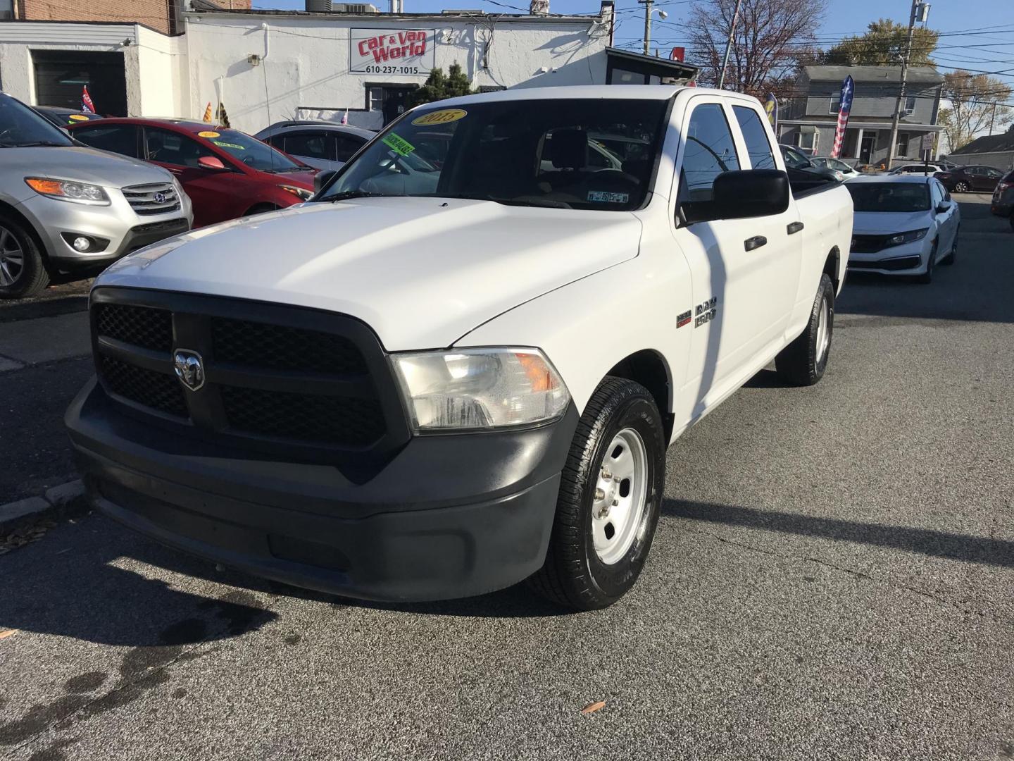 2015 White /Gray RAM 1500 Tradesman Quad Cab (1C6RR6FT4FS) with an 5.7L V8 OHV 16V engine, 6-Speed Automatic transmission, located at 577 Chester Pike, Prospect Park, PA, 19076, (610) 237-1015, 39.886154, -75.302338 - 2015 Ram 1500: Crew Cab (4 Door), 5.7 Liter HEMI Engine, trailer hitch, new PA inspection, runs LIKE NEW! This vehicle comes inspected and has been given a bumper to bumper safety check. It is very clean, reliable, and well maintained. We offer a unique pay plan that is known for being the easies - Photo#2