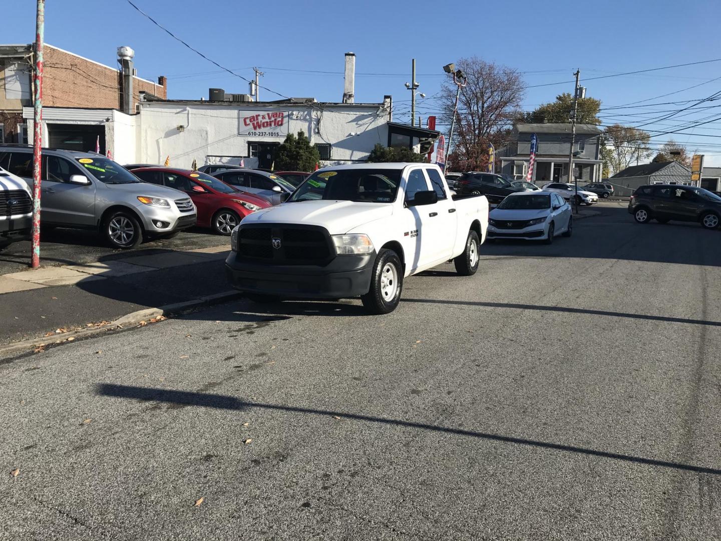 2015 White /Gray RAM 1500 Tradesman Quad Cab (1C6RR6FT4FS) with an 5.7L V8 OHV 16V engine, 6-Speed Automatic transmission, located at 577 Chester Pike, Prospect Park, PA, 19076, (610) 237-1015, 39.886154, -75.302338 - 2015 Ram 1500: Crew Cab (4 Door), 5.7 Liter HEMI Engine, trailer hitch, new PA inspection, runs LIKE NEW! This vehicle comes inspected and has been given a bumper to bumper safety check. It is very clean, reliable, and well maintained. We offer a unique pay plan that is known for being the easies - Photo#3