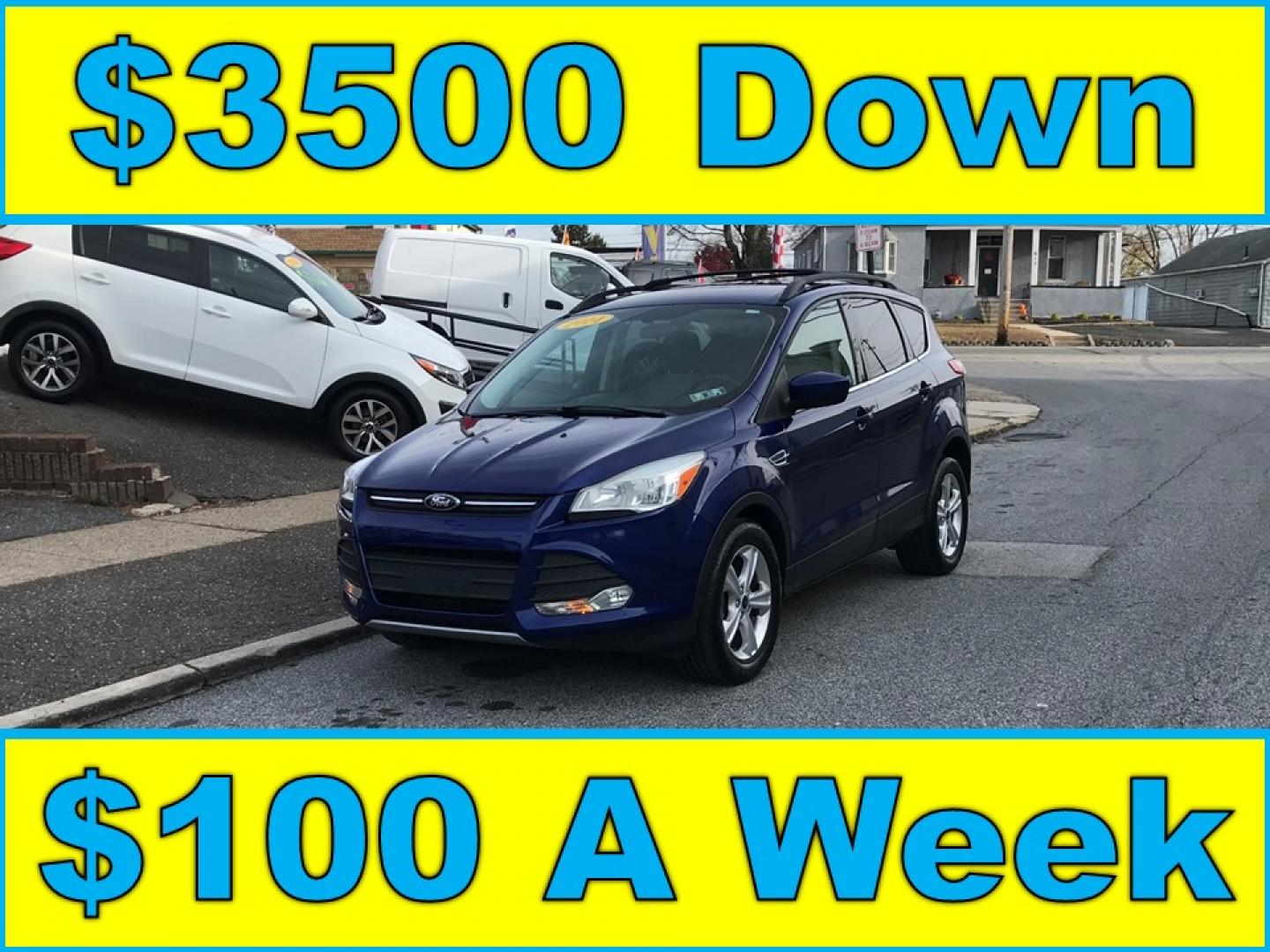 2014 Blue /Gray Ford Escape SE (1FMCU0GX7EU) with an 1.6L L4 DOHC 16V engine, 6-Speed Automatic transmission, located at 577 Chester Pike, Prospect Park, PA, 19076, (610) 237-1015, 39.886154, -75.302338 - Photo#0