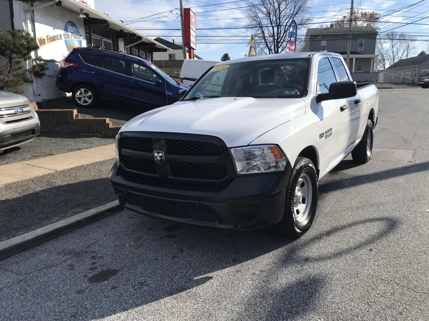 2014 White /Gray RAM 1500 Tradesman Quad Cab (1C6RR6FT3ES) with an 5.7L V8 OHV 16V engine, 6-Speed Automatic transmission, located at 577 Chester Pike, Prospect Park, PA, 19076, (610) 237-1015, 39.886154, -75.302338 - Photo#1