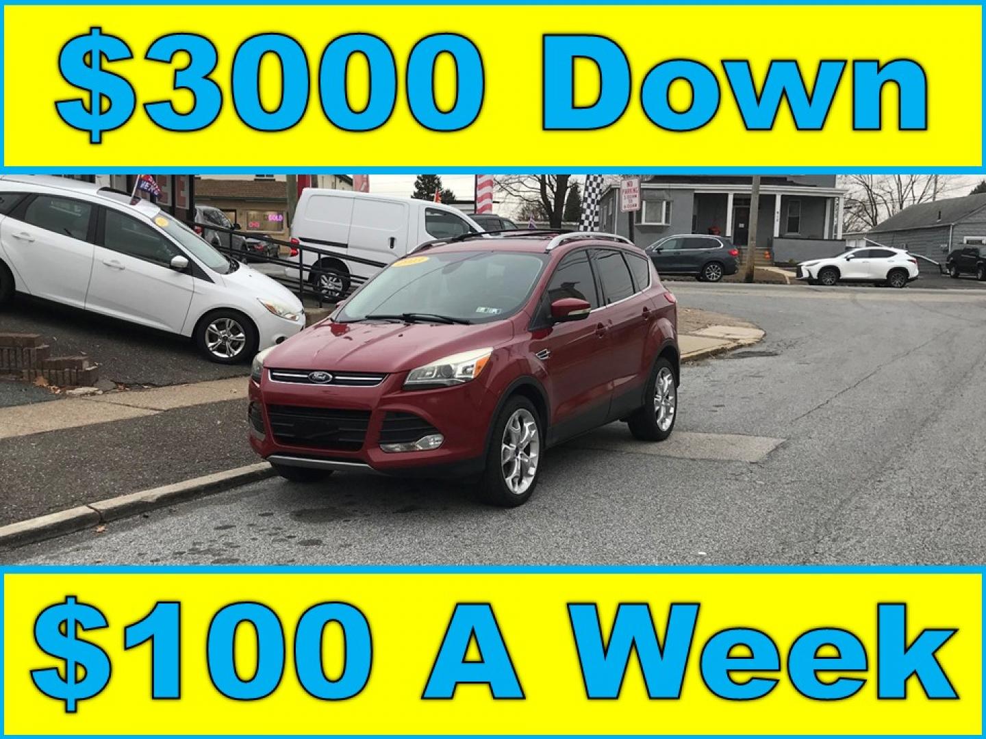 2013 Red /Black Ford Escape Titanium (1FMCU0J94DU) with an 2.0L L4 DOHC 16V engine, 6-Speed Automatic transmission, located at 577 Chester Pike, Prospect Park, PA, 19076, (610) 237-1015, 39.886154, -75.302338 - 2013 Ford Escape Titanium: Only 97k miles, navigation system, panoramic sunroof, remote start, heated seats, new PA inspection, runs LIKE NEW! This vehicle comes inspected and has been given a bumper to bumper safety check. It is very clean, reliable, and well maintained. We offer a unique pay pl - Photo#0