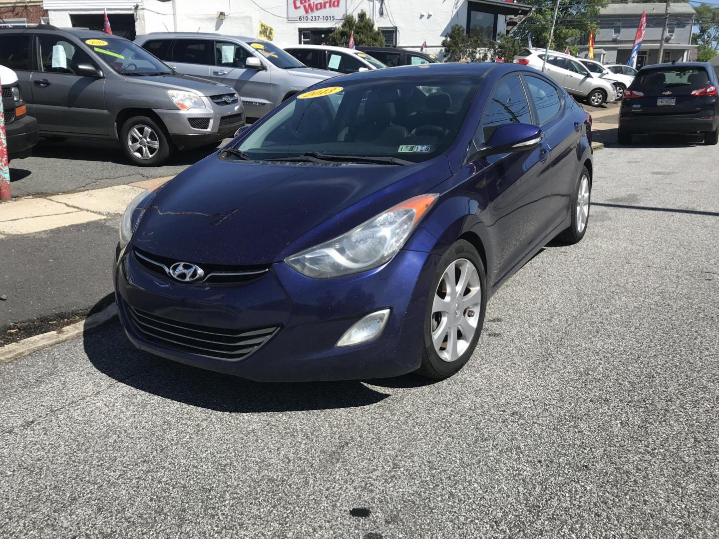 2013 Blue /Gray Hyundai Elantra Limited (5NPDH4AE5DH) with an 1.8L L4 DOHC 16V engine, 6-Speed Automatic transmission, located at 577 Chester Pike, Prospect Park, PA, 19076, (610) 237-1015, 39.886154, -75.302338 - Photo#2