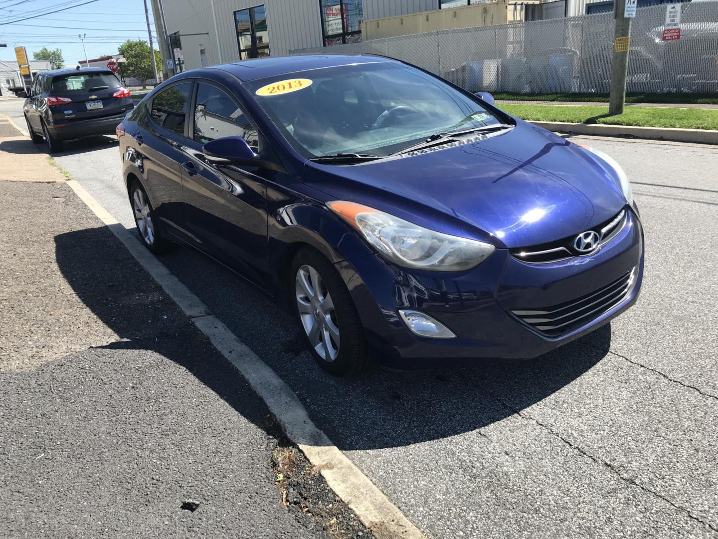 2013 Blue /Gray Hyundai Elantra Limited (5NPDH4AE5DH) with an 1.8L L4 DOHC 16V engine, 6-Speed Automatic transmission, located at 577 Chester Pike, Prospect Park, PA, 19076, (610) 237-1015, 39.886154, -75.302338 - Photo#3