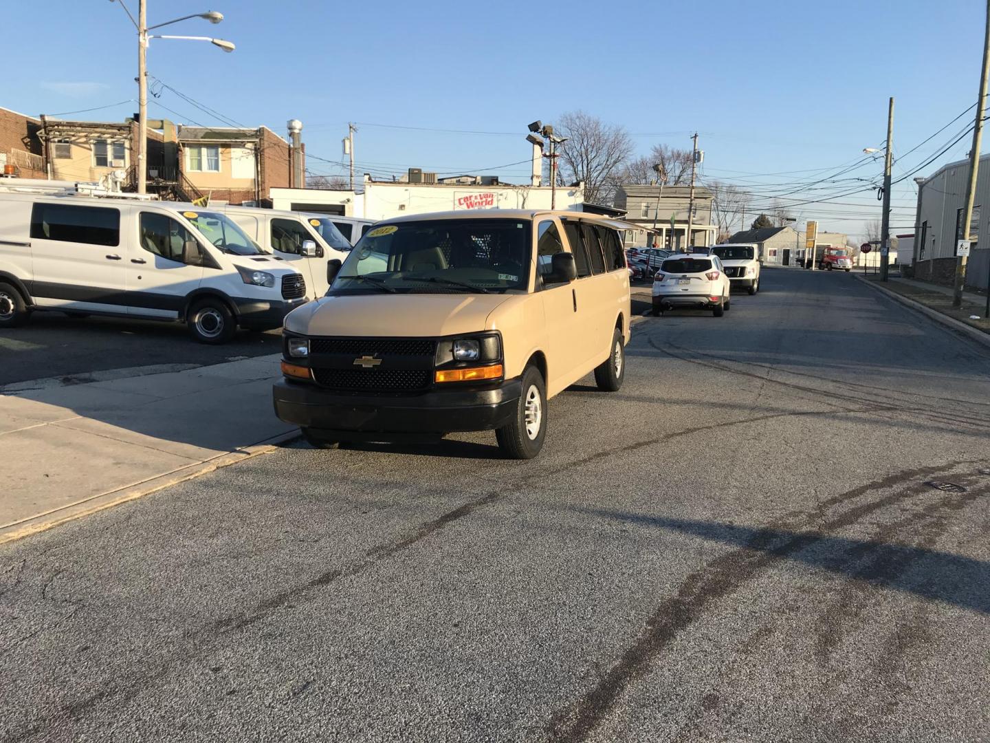 2012 Tan /Gray Chevrolet Express 2500 Cargo (1GCWGFCA4C1) with an 4.8L V8 OHV 16V FFV engine, 6-Speed Automatic transmission, located at 577 Chester Pike, Prospect Park, PA, 19076, (610) 237-1015, 39.886154, -75.302338 - Photo#17