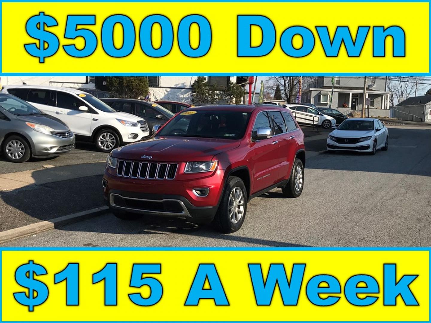 2015 Red /Black Jeep Grand Cherokee Limited 4WD (1C4RJFBGXFC) with an 3.6L V6 DOHC 24V engine, 8-Speed Automatic transmission, located at 577 Chester Pike, Prospect Park, PA, 19076, (610) 237-1015, 39.886154, -75.302338 - Photo#0