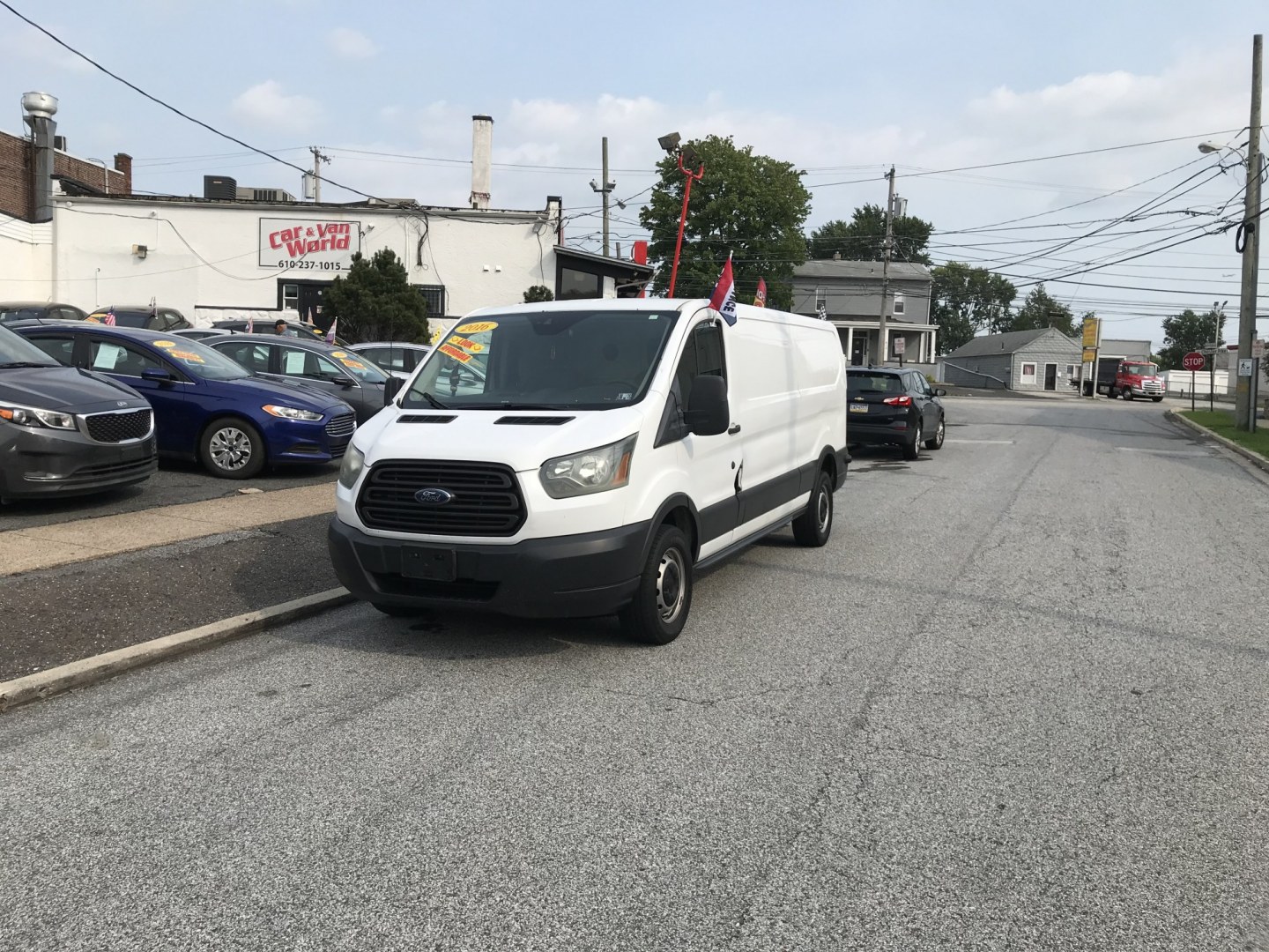 2016 White /Gray Ford Transit 150 Van Low Roof 60/40 Pass. 148-in. WB (1FTYE9ZG1GK) with an 3.5L V6 DOHC 24V engine, 6A transmission, located at 577 Chester Pike, Prospect Park, PA, 19076, (610) 237-1015, 39.886154, -75.302338 - 2016 Ford Transit 150: Extended body, backup camera, no side or rear windows, engine and trans are STRONG! *Has check engine light for catalytic converter*- Photo#0