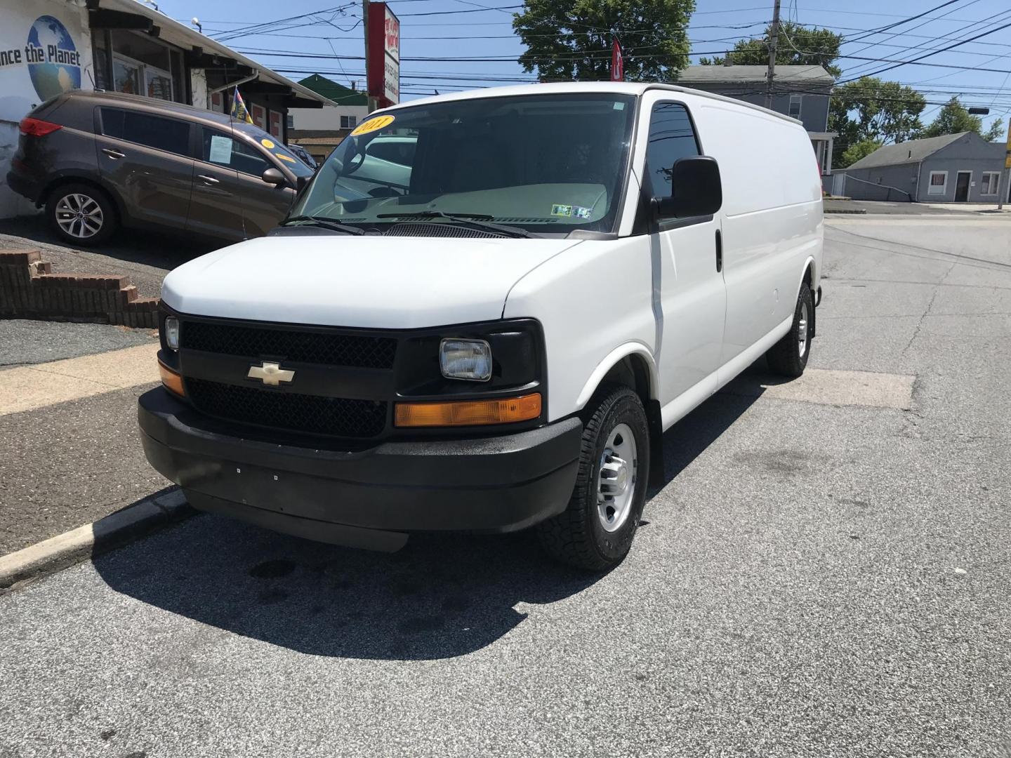 2011 White /Gray Chevrolet Express 2500 Cargo Extended (1GCWGGCG8B1) with an 6.0L V8 OHV 16V FFV engine, 4-Speed Automatic transmission, located at 577 Chester Pike, Prospect Park, PA, 19076, (610) 237-1015, 39.886154, -75.302338 - 2011 Chevy Express 2500 Extended Body: Has shelving, new PA inspection, SUPER CLEAN, FLEET MAINTAINED! This vehicle comes inspected and has been given a bumper to bumper safety check. It is very clean, reliable, and well maintained. We offer a unique pay plan that is known for being the easiest a - Photo#2