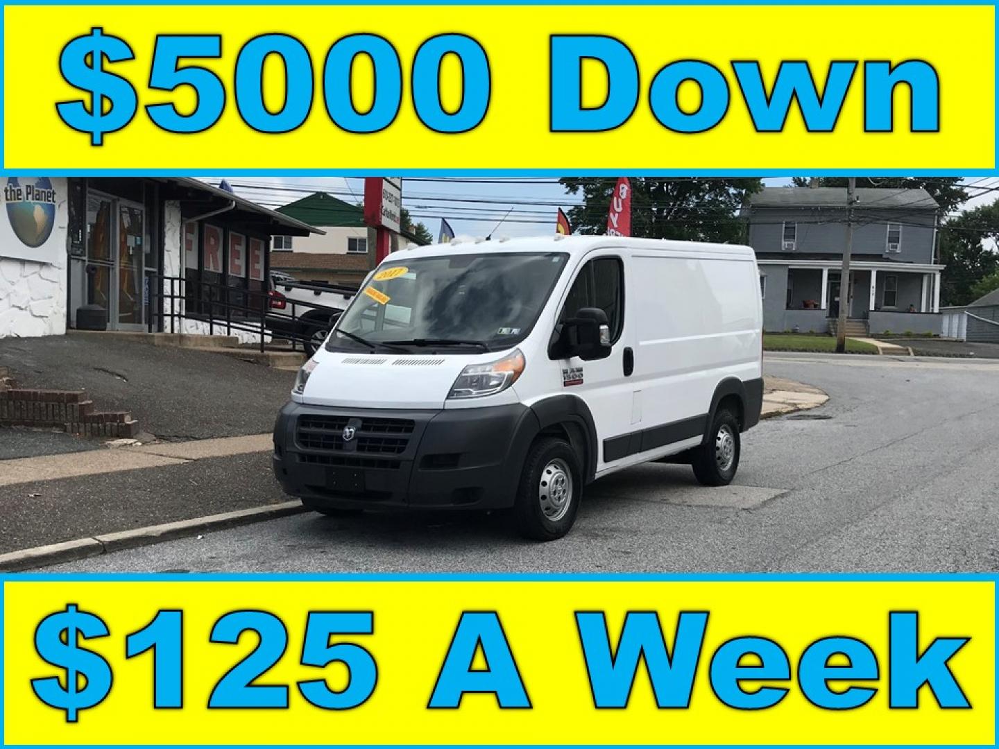 2017 White /Gray RAM Promaster 1500 Low Roof Tradesman 118-in. WB (3C6TRVNG7HE) with an 3.6L V6 engine, 6A transmission, located at 577 Chester Pike, Prospect Park, PA, 19076, (610) 237-1015, 39.886154, -75.302338 - Photo#0
