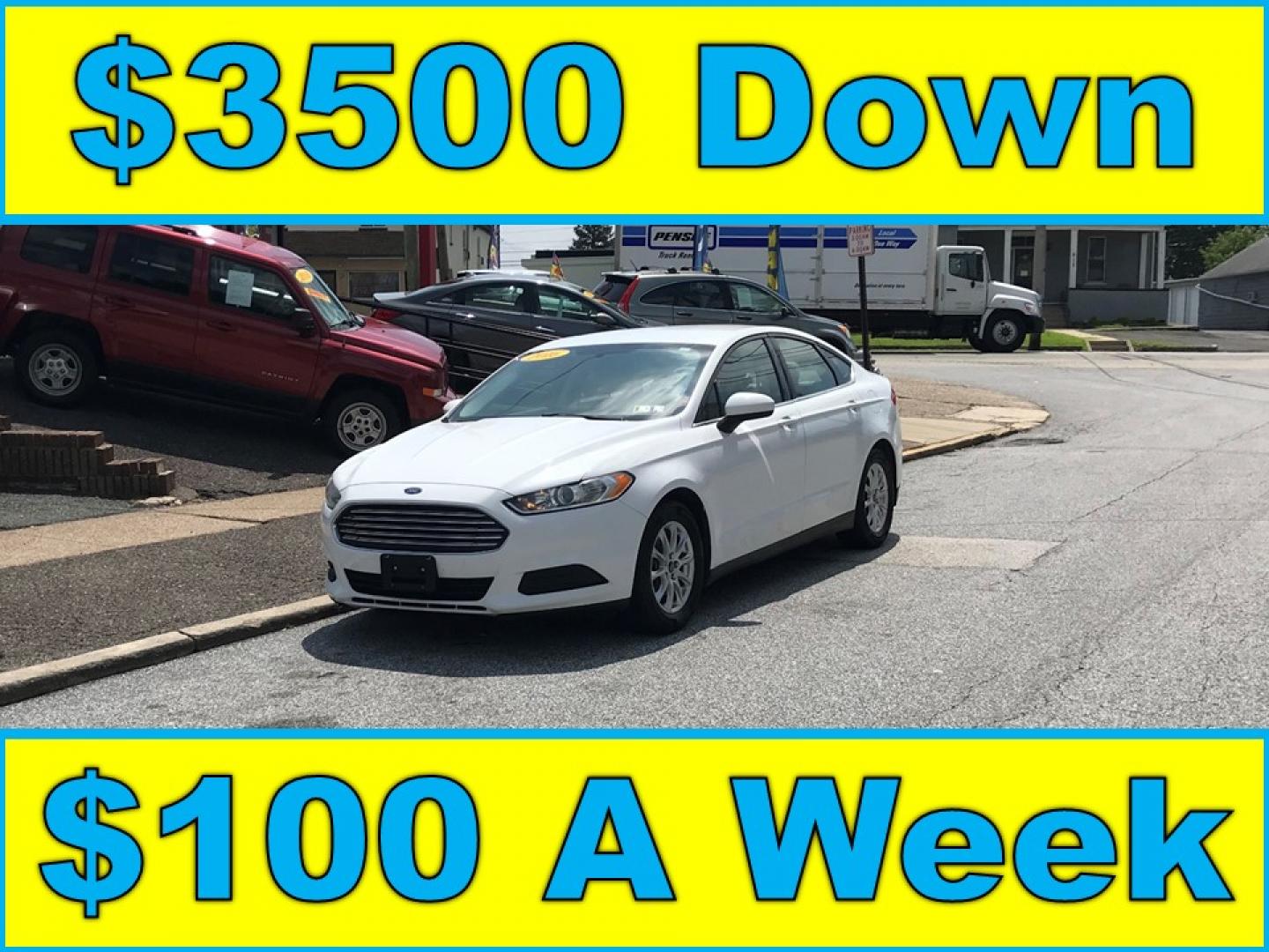2016 White /Gray Ford Fusion S (3FA6P0G7XGR) with an 2.5L L4 DOHC 16V engine, 6-Speed Automatic transmission, located at 577 Chester Pike, Prospect Park, PA, 19076, (610) 237-1015, 39.886154, -75.302338 - Photo#0