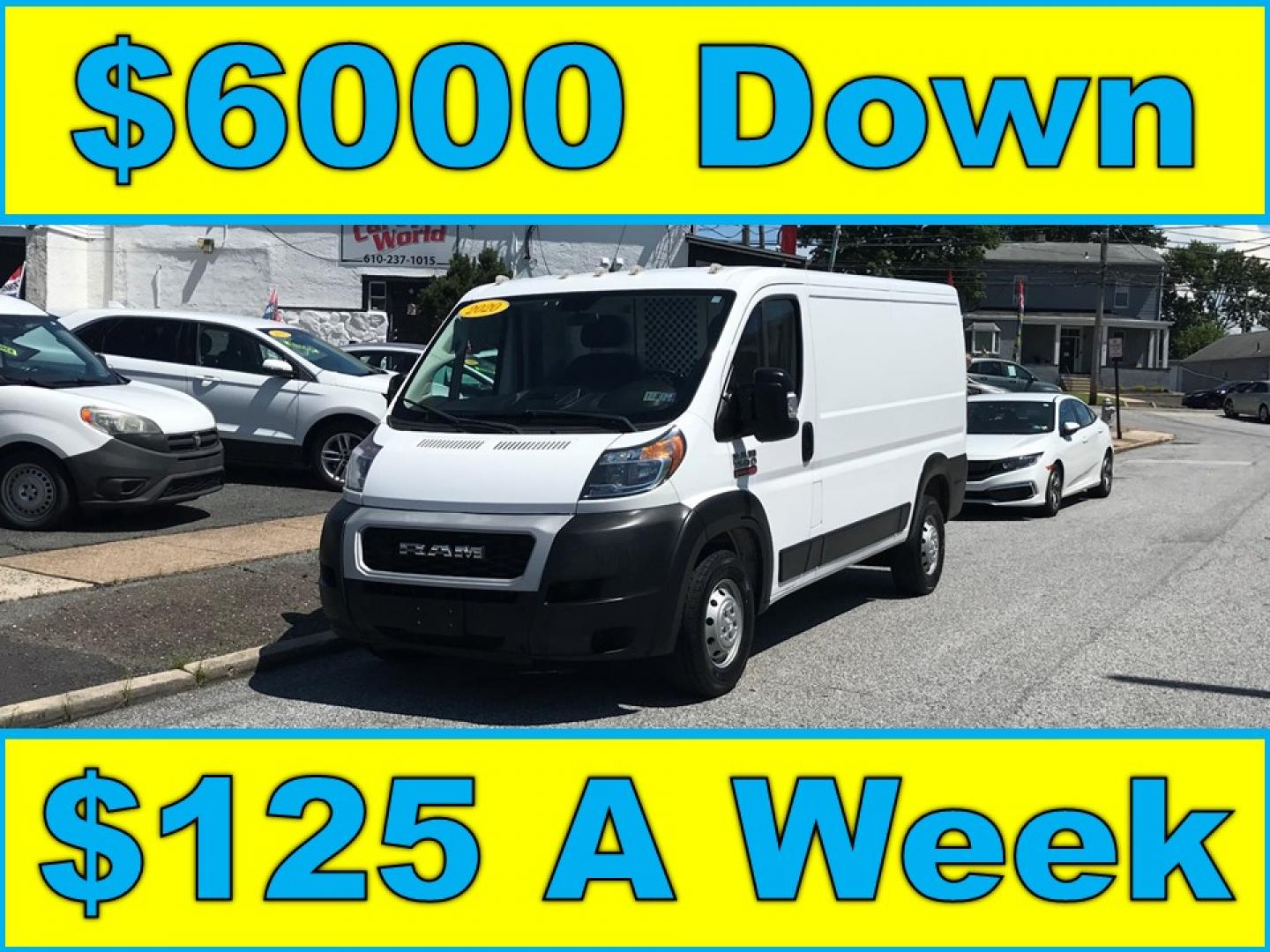 2020 White /Gray RAM Promaster 1500 Low Roof Tradesman 136-in. WB (3C6TRVAG9LE) with an 3.6L V6 engine, 6A transmission, located at 577 Chester Pike, Prospect Park, PA, 19076, (610) 237-1015, 39.886154, -75.302338 - Photo#0