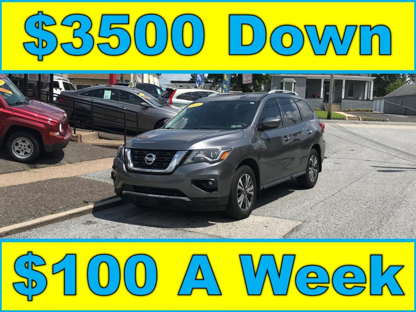 2017 Gray /Black Nissan Pathfinder Platinum 4WD (5N1DR2MMXHC) with an 3.5L V6 DOHC 24V engine, CVT transmission, located at 577 Chester Pike, Prospect Park, PA, 19076, (610) 237-1015, 39.886154, -75.302338 - Photo#0