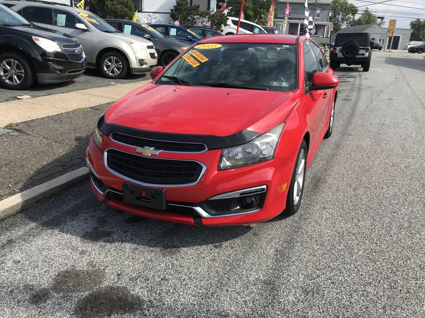 2015 Red /Black Chevrolet Cruze 2LT Auto (1G1PE5SB1F7) with an 1.4L L4 DOHC 16V TURBO engine, 6-Speed Automatic transmission, located at 577 Chester Pike, Prospect Park, PA, 19076, (610) 237-1015, 39.886154, -75.302338 - 2015 Chevrolet Cruze 2LT: Only 113k miles, great on gas, black leather interior, SUPER CLEAN, runs LIKE NEW! This vehicle comes inspected and has been given a bumper to bumper safety check. It is very clean, reliable, and well maintained. We offer a unique pay plan that is known for being the eas- Photo#2
