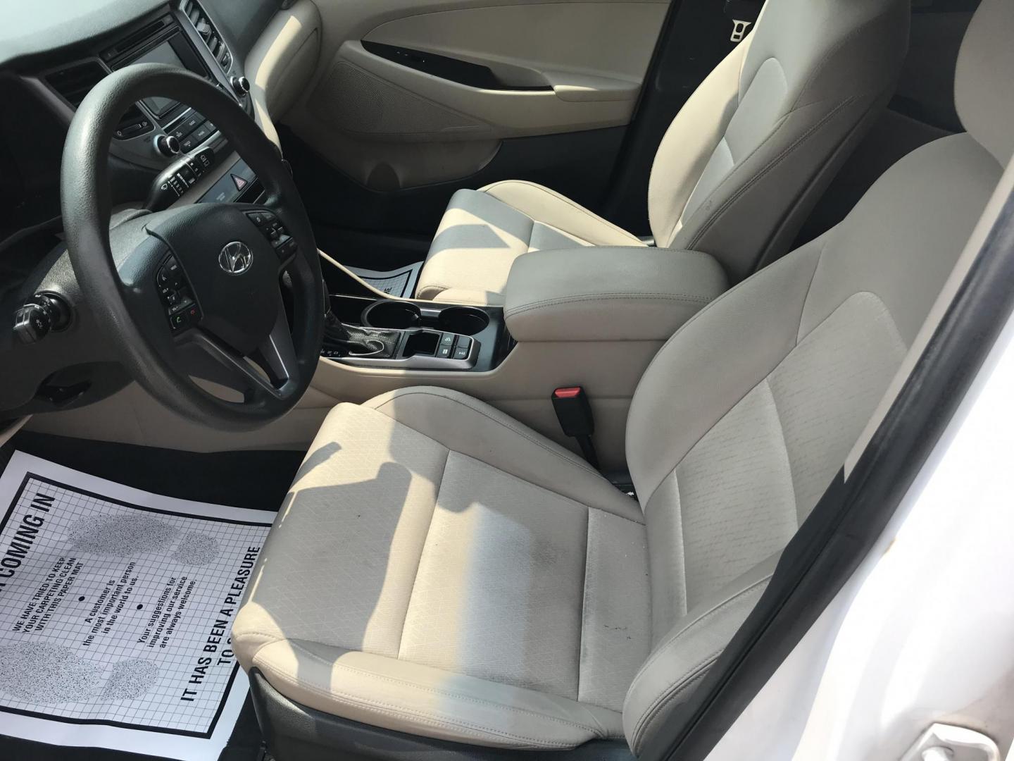 2016 White /Tan Hyundai Tucson SE w/Preferred Package AWD (KM8J3CA43GU) with an 2.0L L4 DOHC 16V engine, 6A transmission, located at 577 Chester Pike, Prospect Park, PA, 19076, (610) 237-1015, 39.886154, -75.302338 - 2016 Hyundai Tuscon: AWD, backup camera, new PA inspection, great on gas, SUPER CLEAN, runs LIKE NEW! This vehicle comes inspected and has been given a bumper to bumper safety check. It is very clean, reliable, and well maintained. We offer a unique pay plan that is known for being the easiest an - Photo#10