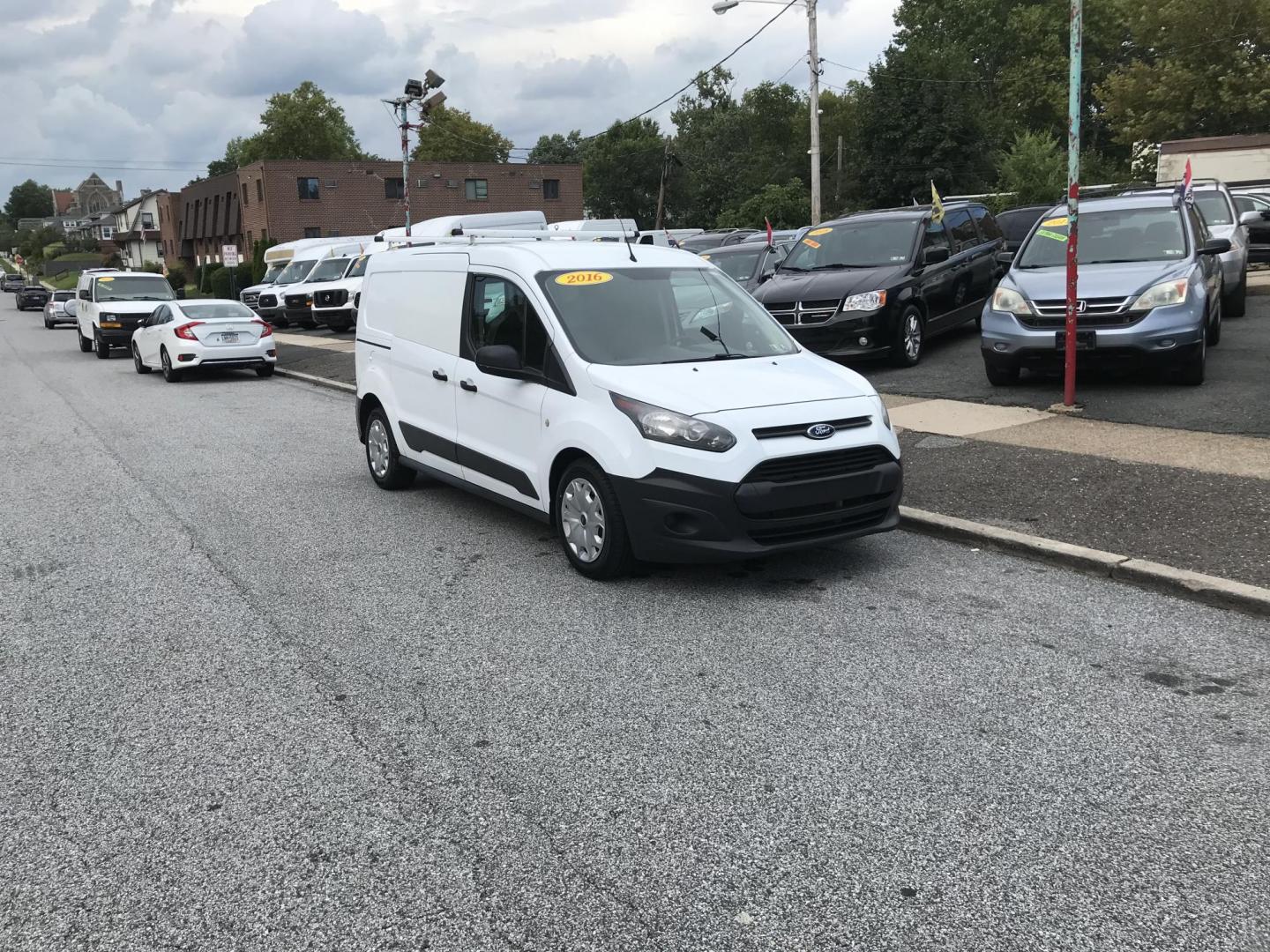 2016 White /Gray Ford Transit Connect Cargo Van XL LWB (NM0LS7E78G1) with an 2.5L L4 DOHC 16V engine, 6A transmission, located at 577 Chester Pike, Prospect Park, PA, 19076, (610) 237-1015, 39.886154, -75.302338 - Photo#1