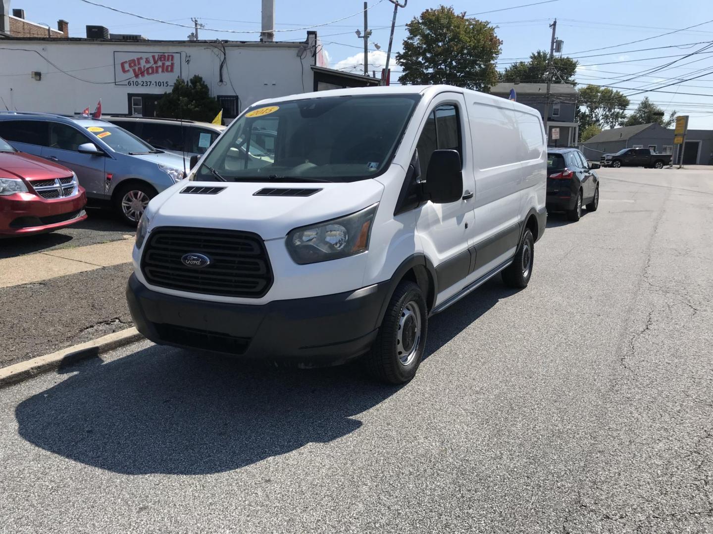 2015 White /Gray Ford Transit 250 Van Low Roof 60/40 Pass.130-in. WB (1FTNR1ZM0FK) with an 3.7L V6 DOHC 24V engine, 6-Speed Automatic transmission, located at 577 Chester Pike, Prospect Park, PA, 19076, (610) 237-1015, 39.886154, -75.302338 - 2015 Ford Transit 250: Only 100k miles, multiple pieces of shelving, partition, no side or rear windows, FLEET MAINTAINED! This vehicle comes inspected and has been given a bumper to bumper safety check. It is very clean, reliable, and well maintained. We offer a unique pay plan that is known for - Photo#2