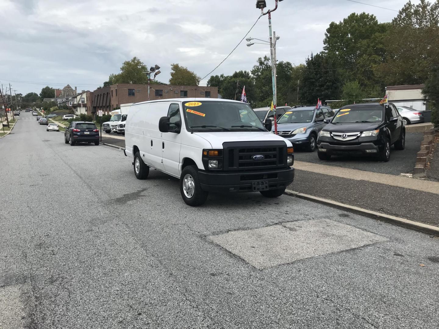 2013 White /Gray Ford E-Series Van E-350 Super Duty Extended (1FTSS3EL9DD) with an 5.4L V8 SOHC 16V FFV engine, 6-Speed Automatic transmission, located at 577 Chester Pike, Prospect Park, PA, 19076, (610) 237-1015, 39.886154, -75.302338 - Photo#1