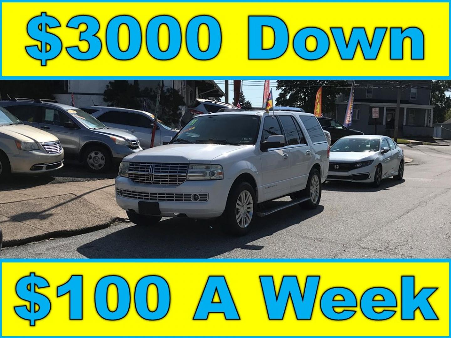 2011 White /Black Lincoln Navigator Limited Edition (5LMJJ2J54BE) with an 5.4L V8 SOHC 24V engine, 6-Speed Automatic transmission, located at 577 Chester Pike, Prospect Park, PA, 19076, (610) 237-1015, 39.886154, -75.302338 - Photo#0