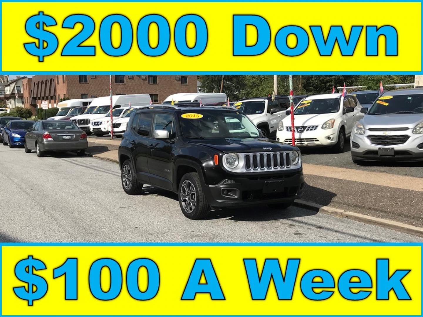 2015 Black /Black Jeep Renegade Limited 4WD (ZACCJBDT0FP) with an 2.4L L4 engine, 9-Speed Automatic transmission, located at 577 Chester Pike, Prospect Park, PA, 19076, (610) 237-1015, 39.886154, -75.302338 - 2015 Jeep Renegade LIMITED: Navigation system, backup camera, new PA inspection, SUPER CLEAN, runs LIKE NEW! This vehicle comes inspected and has been given a bumper to bumper safety check. It is very clean, reliable, and well maintained. We offer a unique pay plan that is known for being the eas - Photo#0