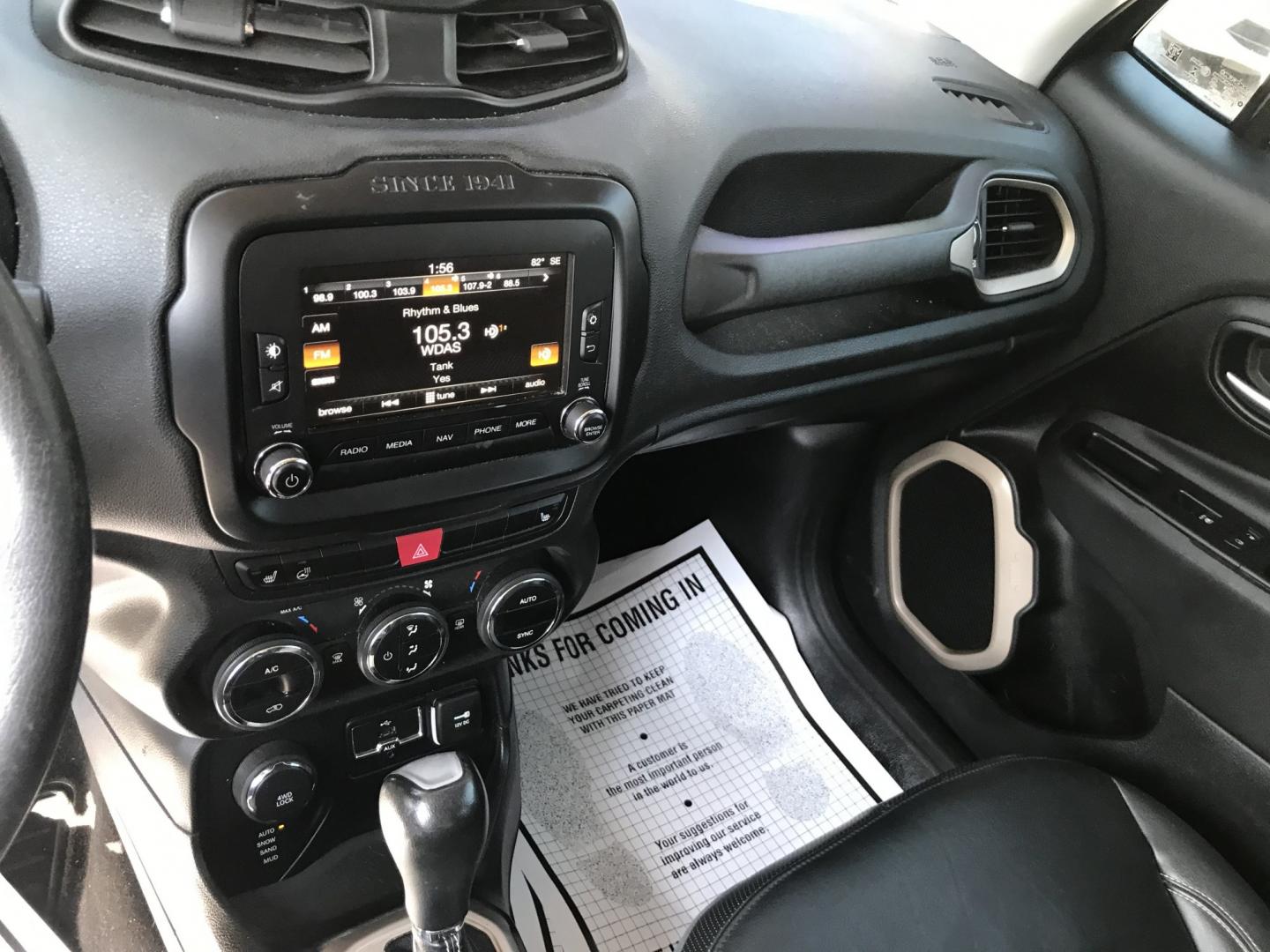 2015 Black /Black Jeep Renegade Limited 4WD (ZACCJBDT0FP) with an 2.4L L4 engine, 9-Speed Automatic transmission, located at 577 Chester Pike, Prospect Park, PA, 19076, (610) 237-1015, 39.886154, -75.302338 - 2015 Jeep Renegade LIMITED: Navigation system, backup camera, new PA inspection, SUPER CLEAN, runs LIKE NEW! This vehicle comes inspected and has been given a bumper to bumper safety check. It is very clean, reliable, and well maintained. We offer a unique pay plan that is known for being the eas- Photo#11