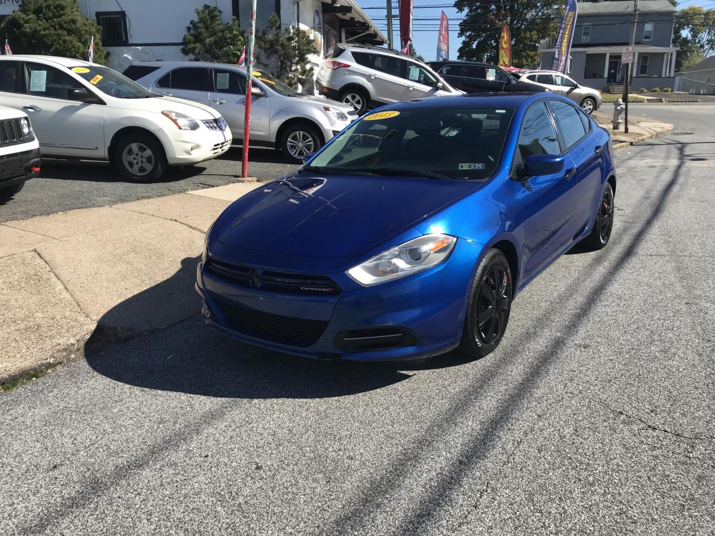 2013 Blue /Black Dodge Dart SE (1C3CDFAA2DD) with an 2.0L L4 DOHC 16V TURBO engine, located at 577 Chester Pike, Prospect Park, PA, 19076, (610) 237-1015, 39.886154, -75.302338 - Photo#2