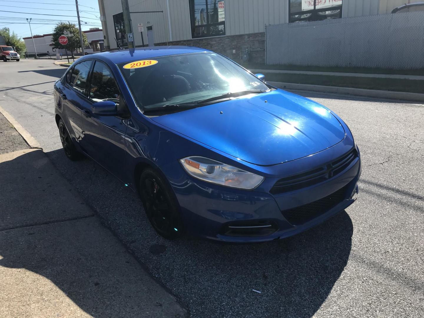 2013 Blue /Black Dodge Dart SE (1C3CDFAA2DD) with an 2.0L L4 DOHC 16V TURBO engine, located at 577 Chester Pike, Prospect Park, PA, 19076, (610) 237-1015, 39.886154, -75.302338 - Photo#3