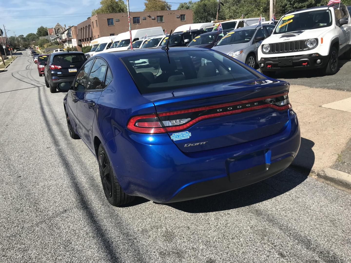 2013 Blue /Black Dodge Dart SE (1C3CDFAA2DD) with an 2.0L L4 DOHC 16V TURBO engine, located at 577 Chester Pike, Prospect Park, PA, 19076, (610) 237-1015, 39.886154, -75.302338 - Photo#5