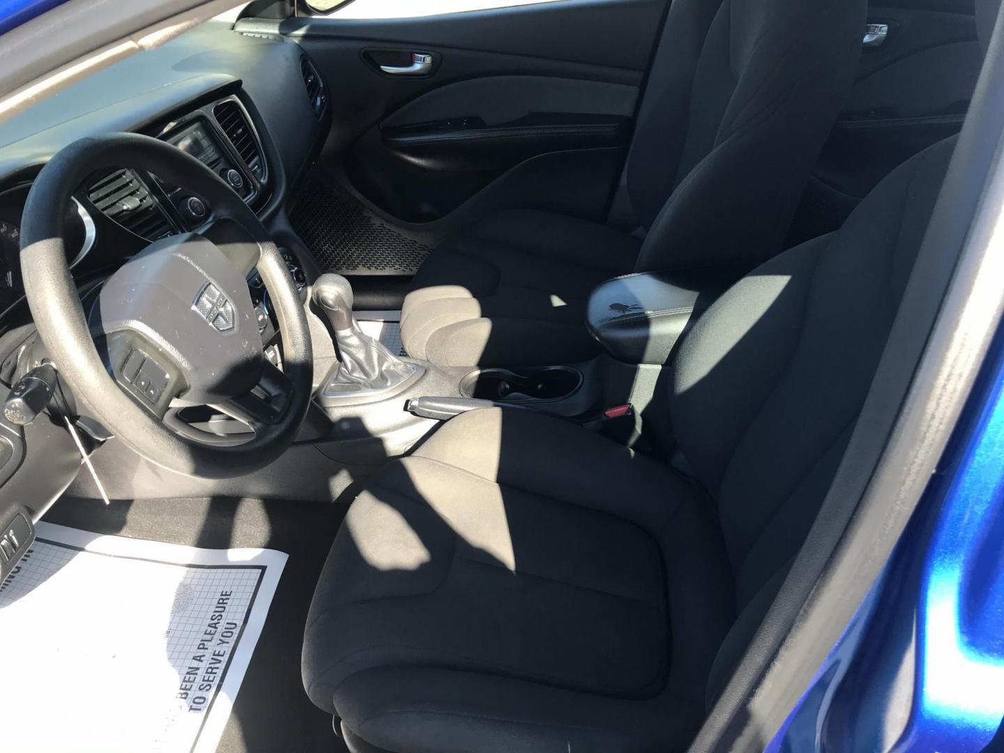 2013 Blue /Black Dodge Dart SE (1C3CDFAA2DD) with an 2.0L L4 DOHC 16V TURBO engine, located at 577 Chester Pike, Prospect Park, PA, 19076, (610) 237-1015, 39.886154, -75.302338 - Photo#9