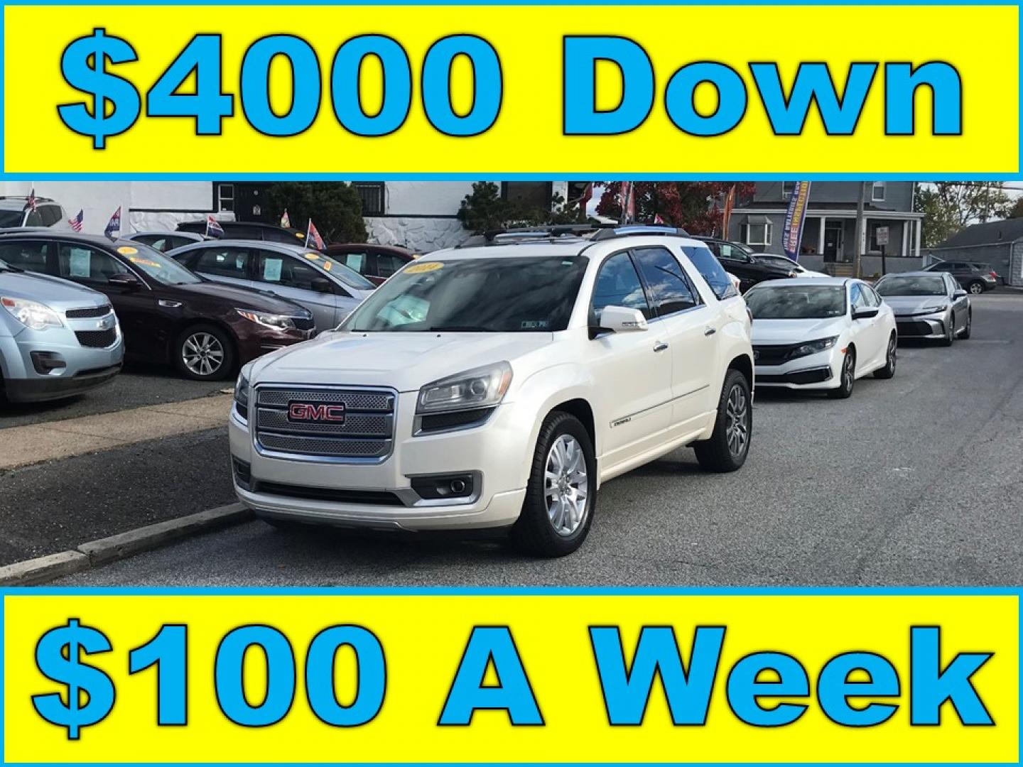 2014 White /Black GMC Acadia Denali AWD (1GKKVTKD2EJ) with an 3.6L V6 DOHC 24V engine, 6-Speed Automatic transmission, located at 577 Chester Pike, Prospect Park, PA, 19076, (610) 237-1015, 39.886154, -75.302338 - 2014 GMC Acadia Denali: 3rd row seating, navigation system, backup camera, double sunroofs, new PA inspection, SUPER CLEAN, runs LIKE NEW! This vehicle comes inspected and has been given a bumper to bumper safety check. It is very clean, reliable, and well maintained. We offer a unique pay plan t - Photo#0