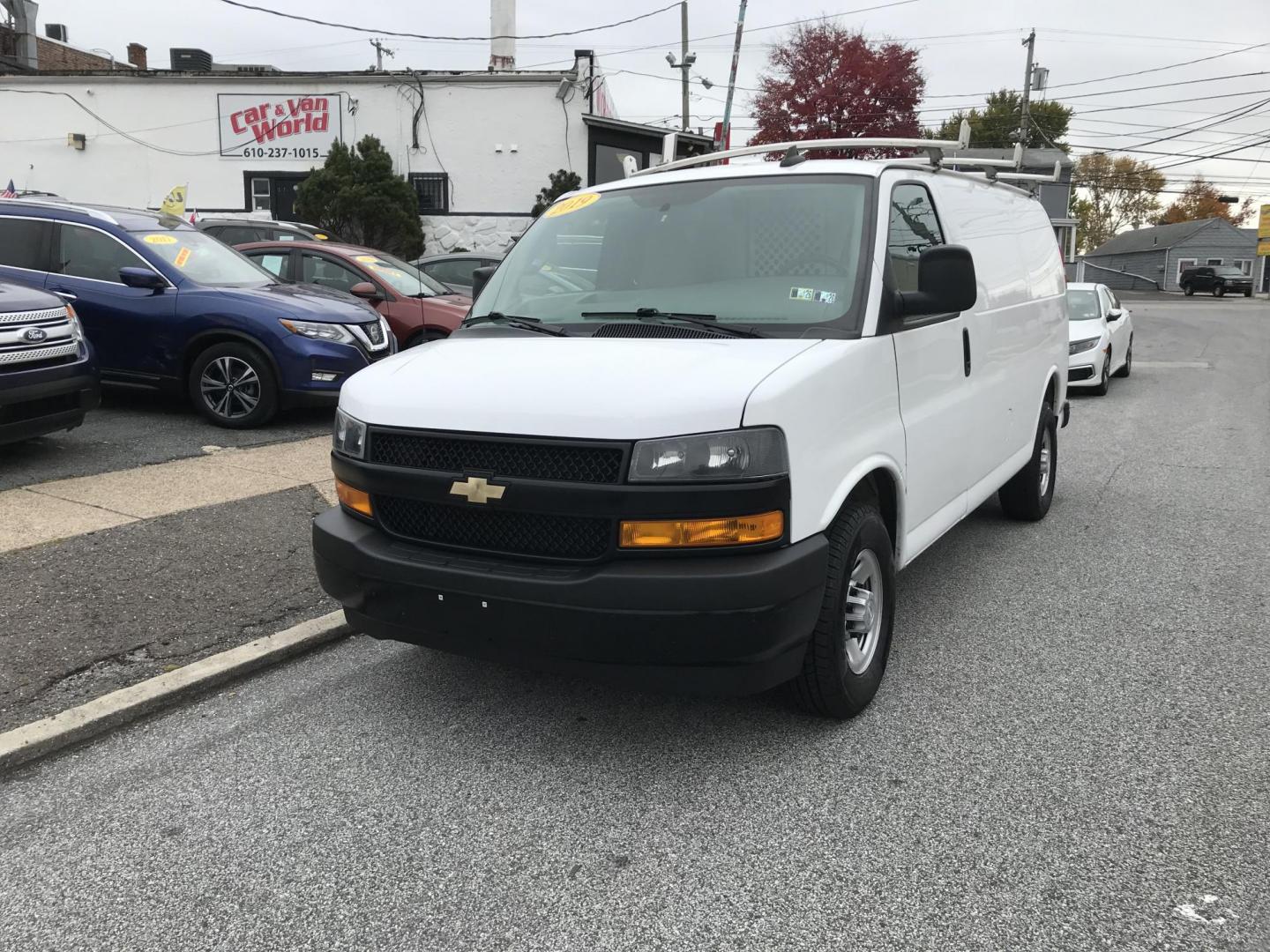 2019 White /Gray Chevrolet Express 2500 Cargo (1GCWGAFP1K1) with an 4.3L V6 engine, 6A transmission, located at 577 Chester Pike, Prospect Park, PA, 19076, (610) 237-1015, 39.886154, -75.302338 - 2019 Chevy Express 2500 Cargo Van: Has ladder racks, shelving, backup camera, new PA inspection, FLEET MAINTAINED, runs LIKE NEW! This vehicle comes inspected and has been given a bumper to bumper safety check. It is very clean, reliable, and well maintained. We offer a unique pay plan that is kn - Photo#2