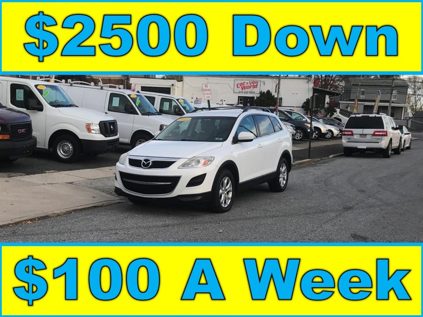 2012 White /Beige Mazda CX-9 Touring AWD (JM3TB3CV0C0) with an 3.7L V6 DOHC 24V engine, 6-Speed Automatic transmission, located at 577 Chester Pike, Prospect Park, PA, 19076, (610) 237-1015, 39.886154, -75.302338 - Photo#0